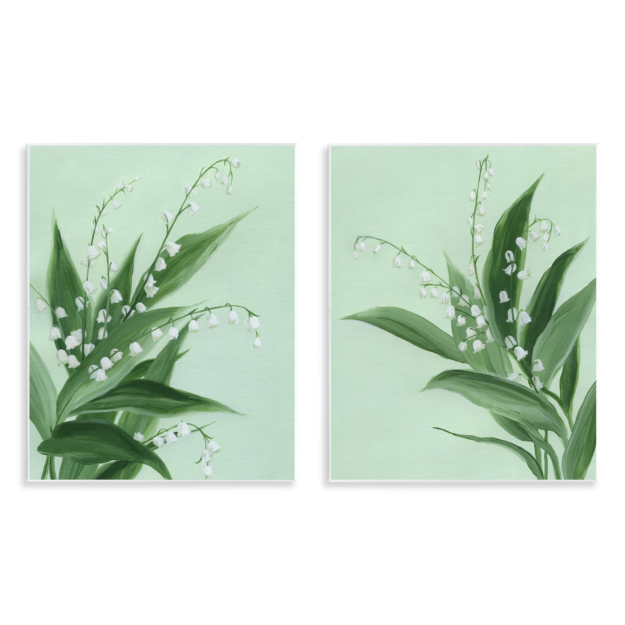 Stupell Industries Blooming Lily of Valley 2 Piece Wall Plaque Art Set, design by Grace Popp