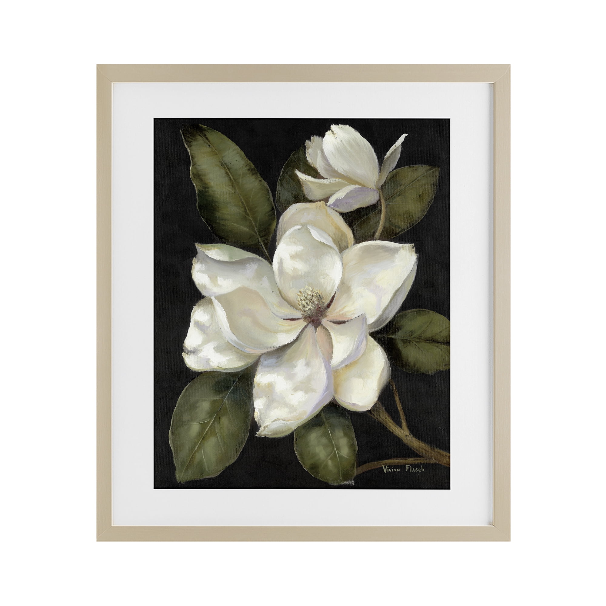 Stupell Industries Blooming Magnolia Buds Birch Framed Print Under Glass, design by Nan