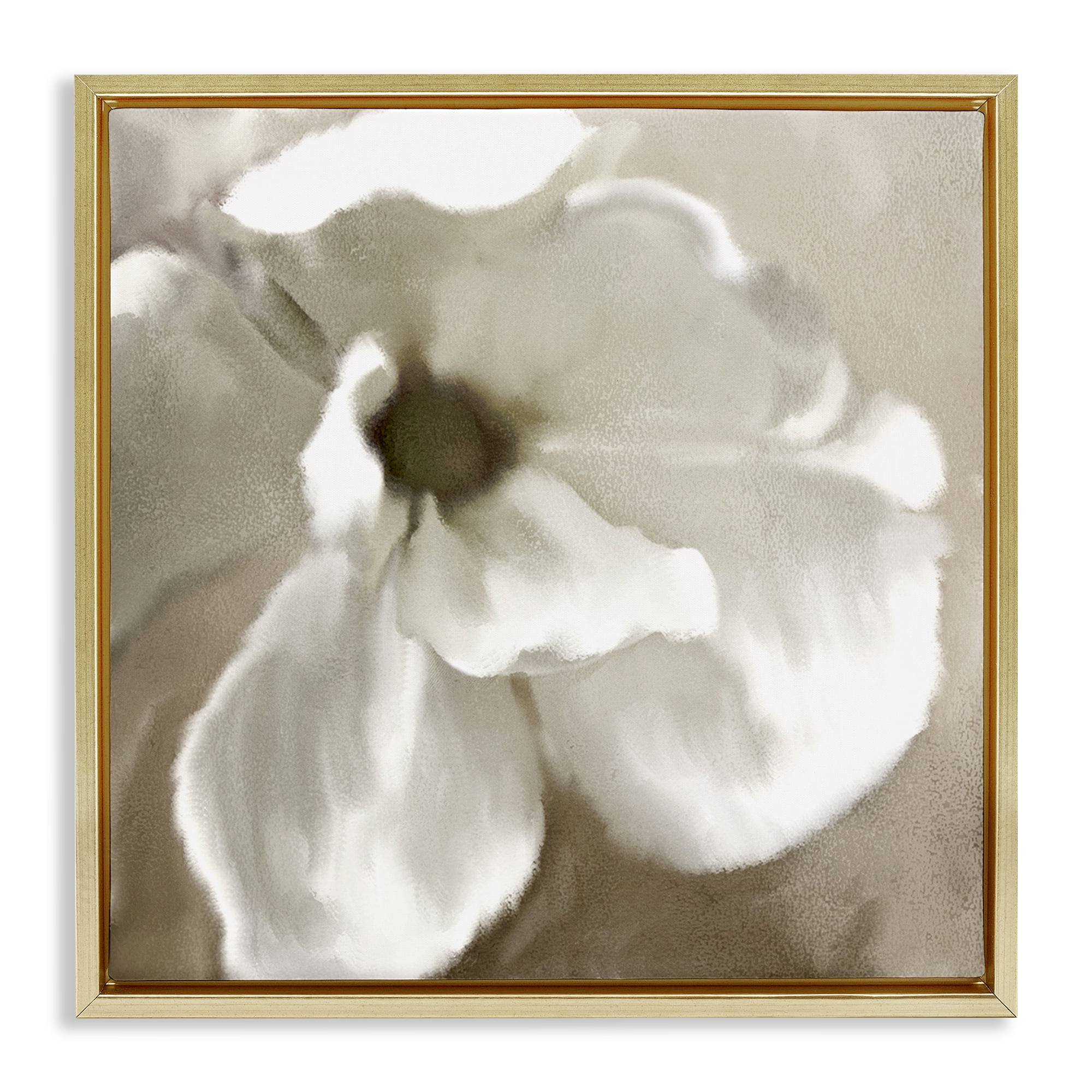 Stupell Industries Blooming Magnolia Petals Plants & Flowers Painting Gold Floater Framed Canvas Art Print Wall Art, 18 x 18