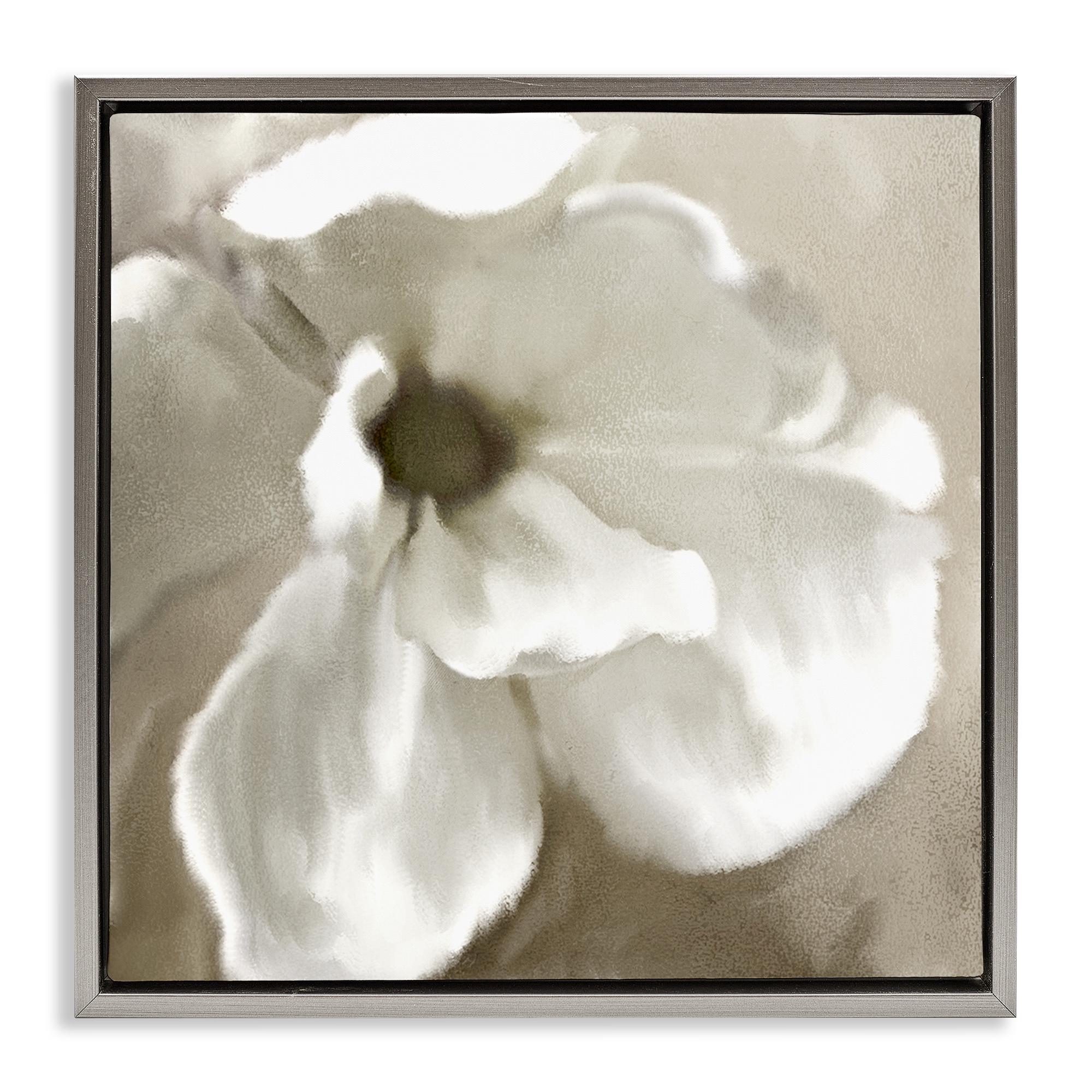 Stupell Industries Blooming Magnolia Petals Plants & Flowers Painting Gray Floater Framed Canvas Art Print Wall Art, 25 x 25