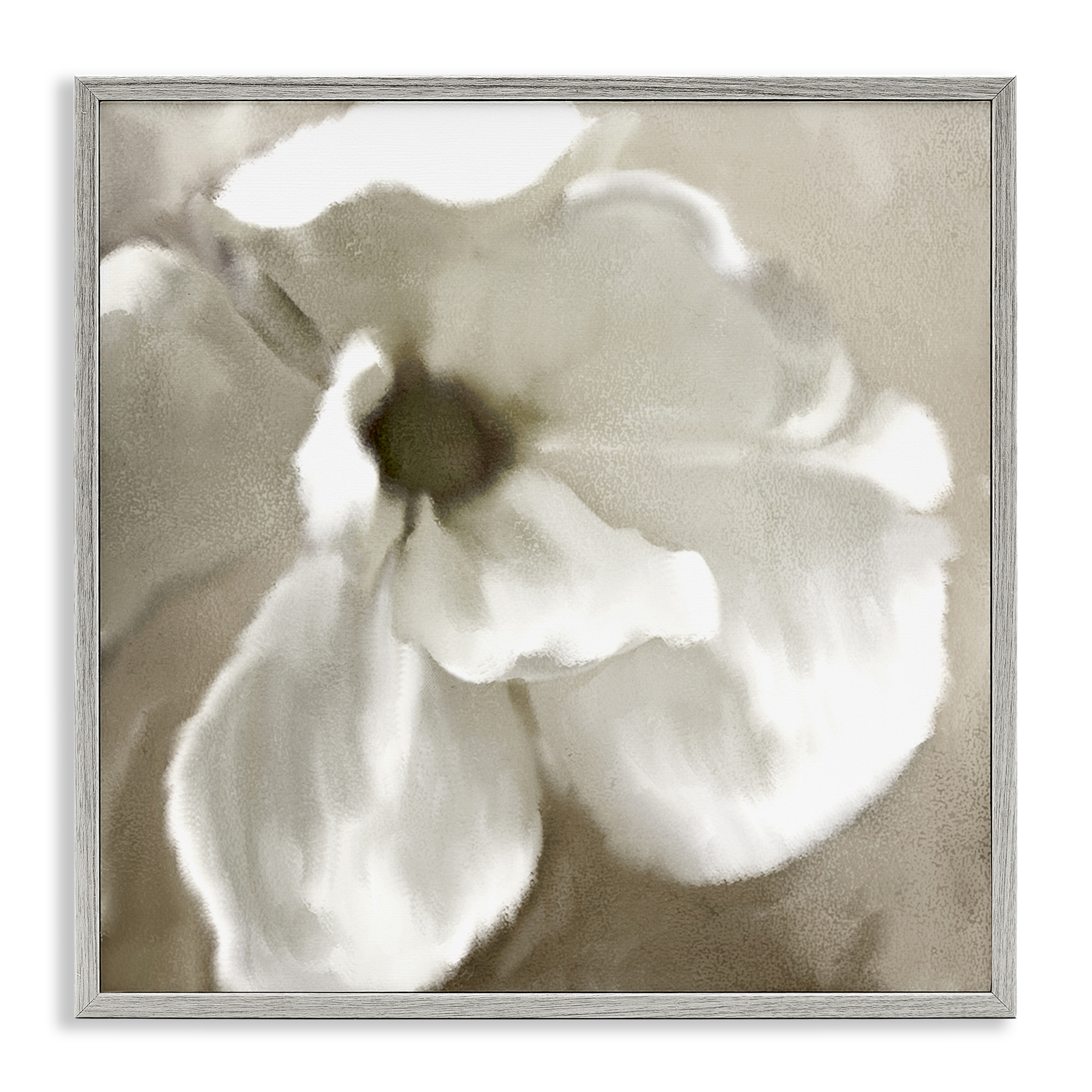 Stupell Industries Blooming Magnolia Petals Plants & Flowers Painting Gray Framed Art Print Wall Art, 17 x 17