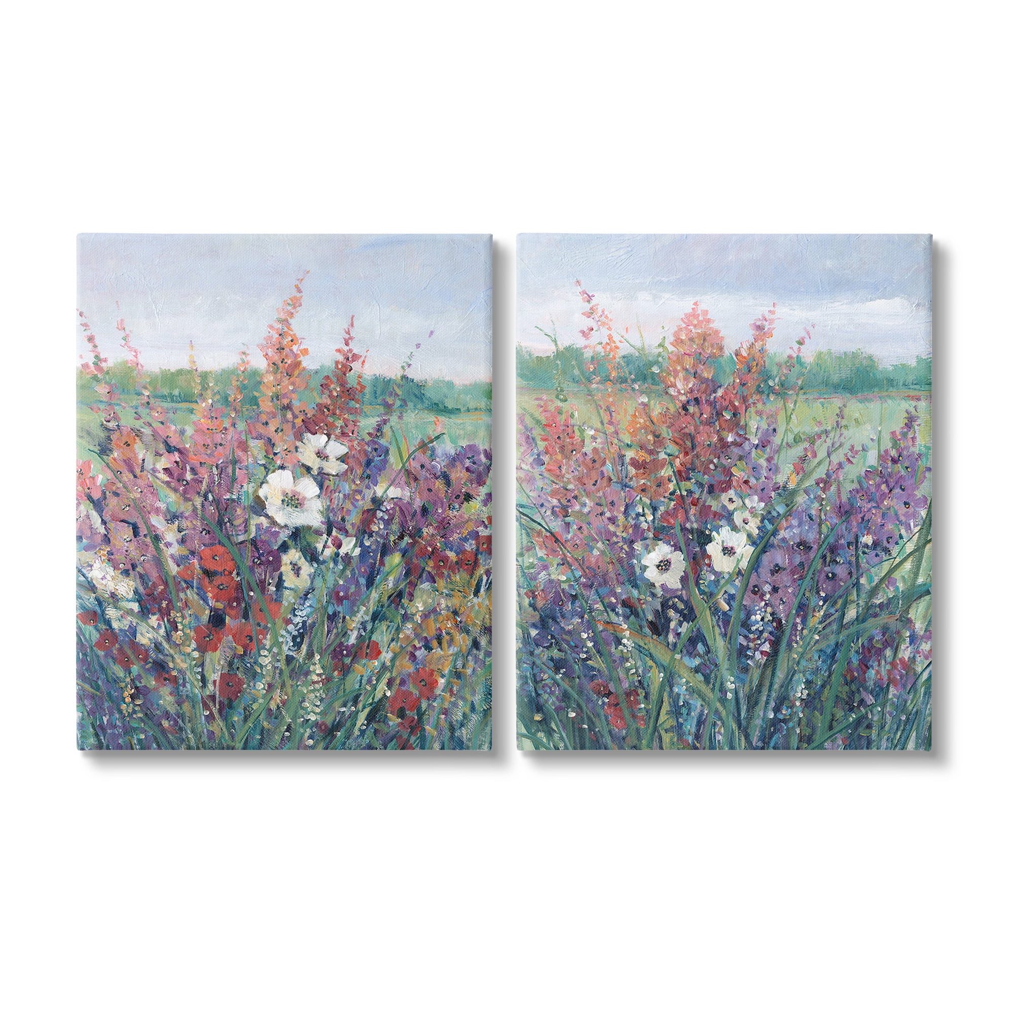 Stupell Industries Blooming Meadow Plants Botanical & Floral Painting Gallery Wrapped Canvas Art Print Wall Art, 24 x 30, Set of 2
