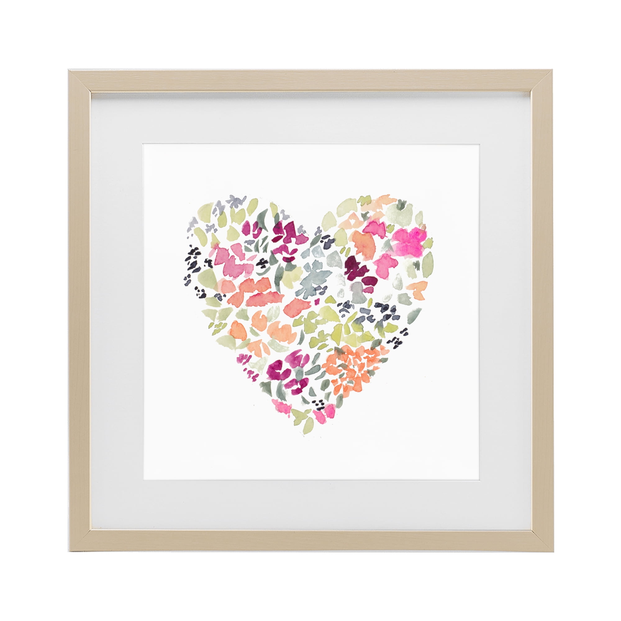 Stupell Industries Blooming Pastel Heart Birch Framed Print Under Glass, design by Lanie Loreth