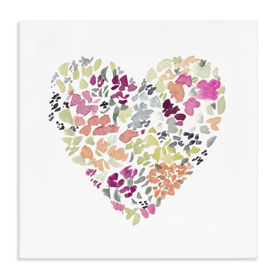 Stupell Industries Eclectic Blooming Pastel Heart Canvas Art, 36 x 36, by Lanie Loreth
