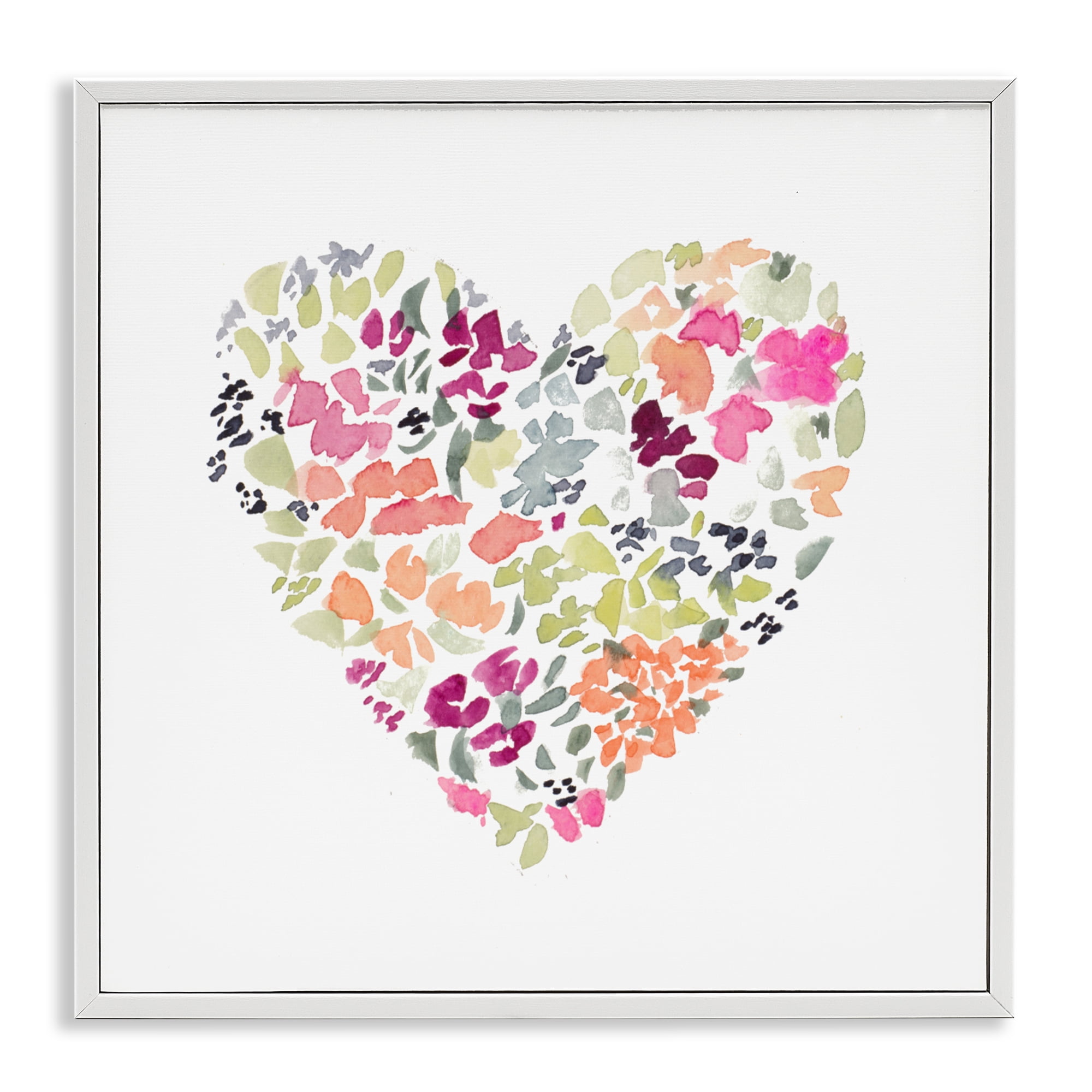 Stupell Industries Blooming Pastel Heart White Framed Giclee Art, design by Lanie Loreth