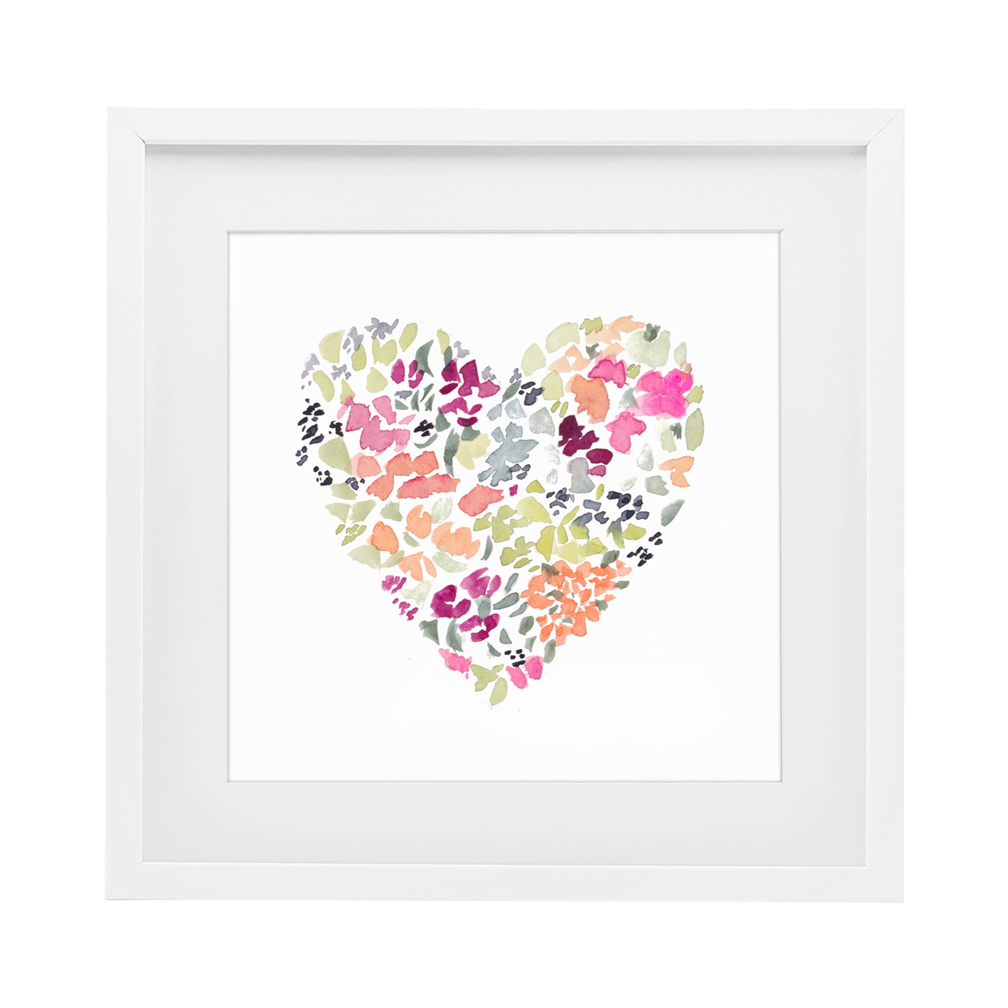 Stupell Industries Blooming Pastel Heart White Framed Print Under Glass, design by Lanie Loreth