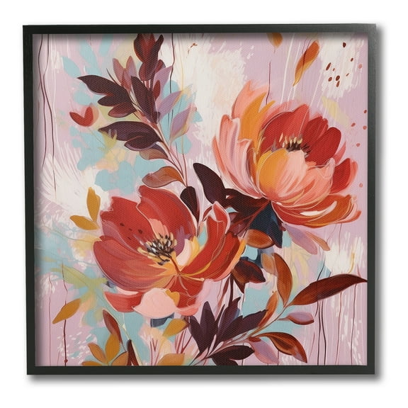 Stupell Industries Blooming Petals Pattern Botanical & Floral Painting Black Framed Art Print Wall Art, 12 x 12