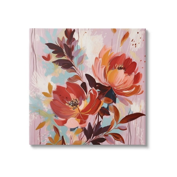 Stupell Industries Blooming Petals Pattern Botanical & Floral Painting Gallery Wrapped Canvas Art Print Wall Art, 17 x 17