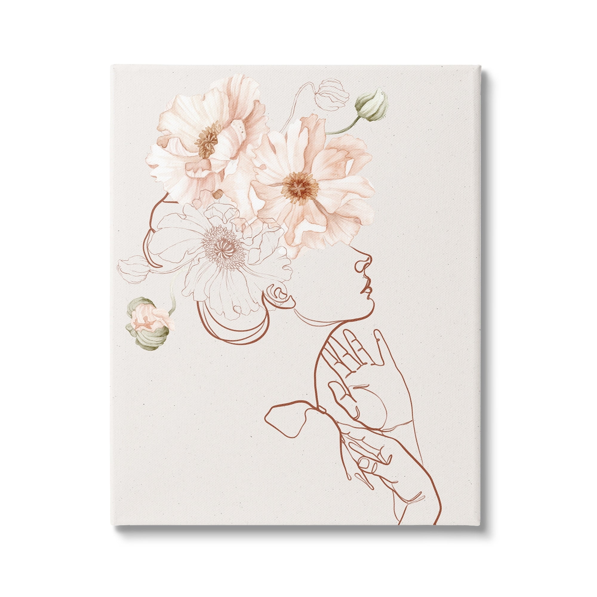 Stupell Industries Blooming Pink Flowers Woman Minimal Outline Design Canvas Wall Art, 36 x 48, Design by Ros Ruseva