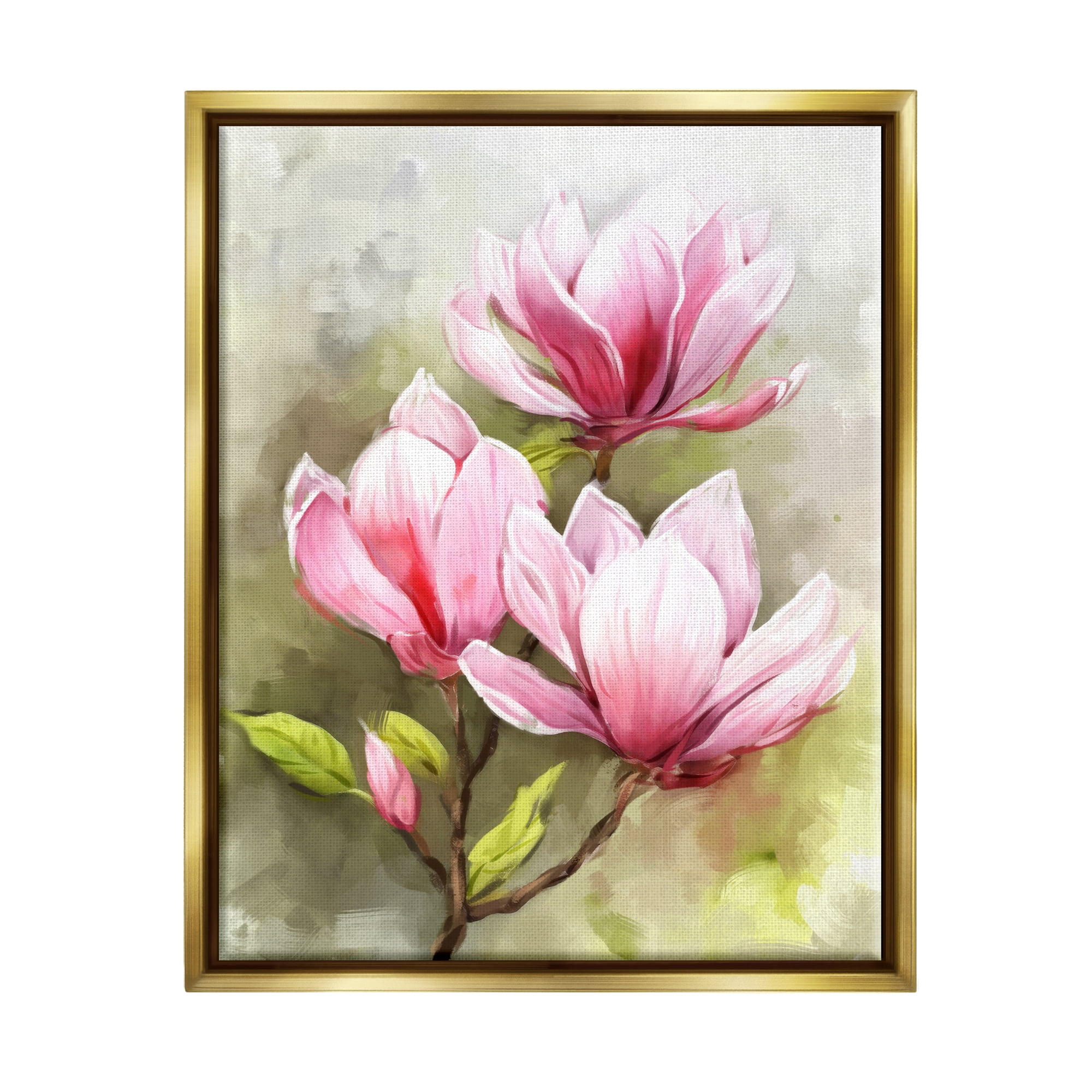 Stupell Industries Blooming Pink Lilies Botanical & Floral Painting Gold Floater Framed Art Print Wall Art, 25 x 31