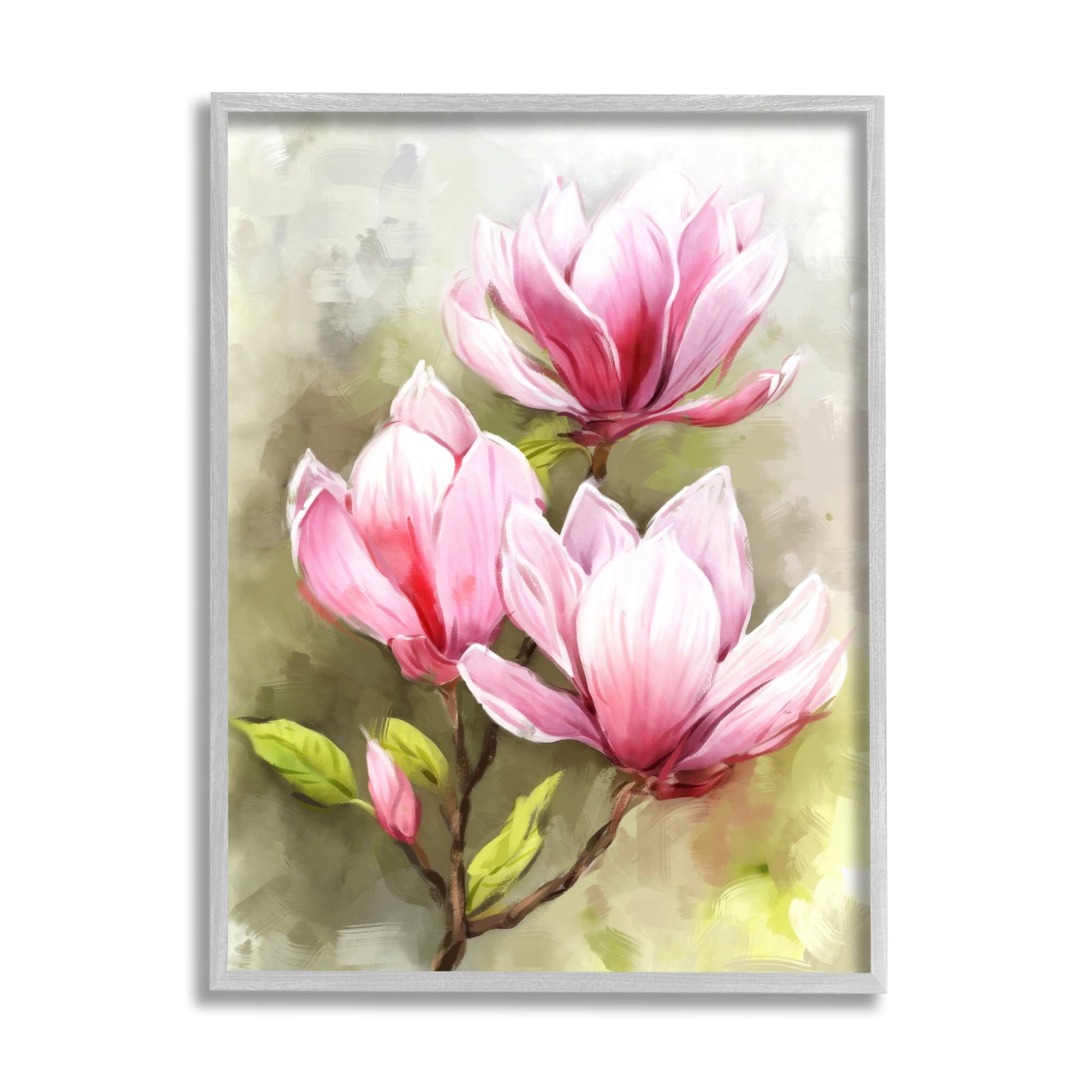 Stupell Industries Blooming Pink Lilies Botanical & Floral Painting Gray Framed Art Print Wall Art, 24 x 30