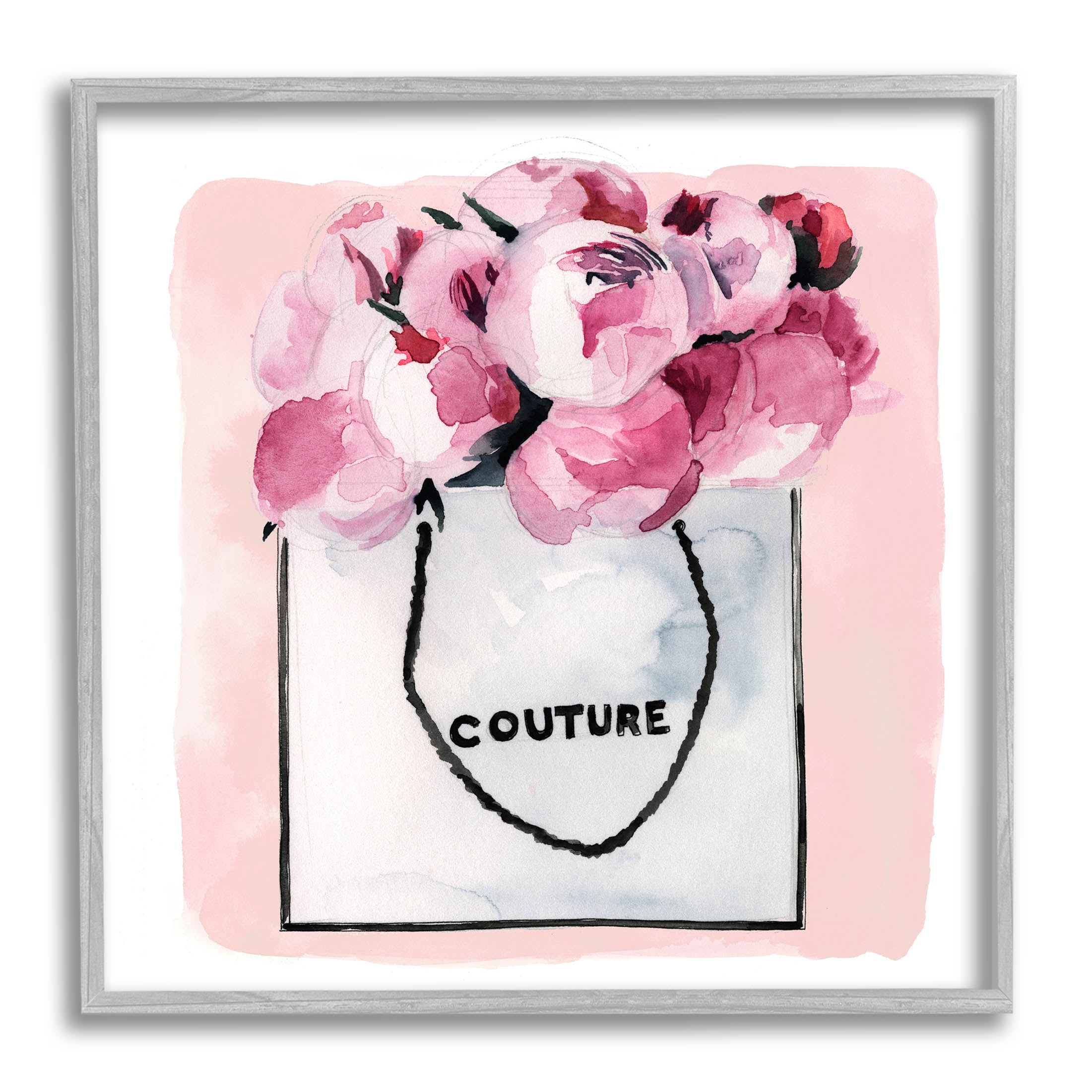 Stupell Industries Blooming Pink Peonies Glam Arrangement Graphic Art Gray Framed Art Print Wall Art, Design by Jennifer Paxton Parker