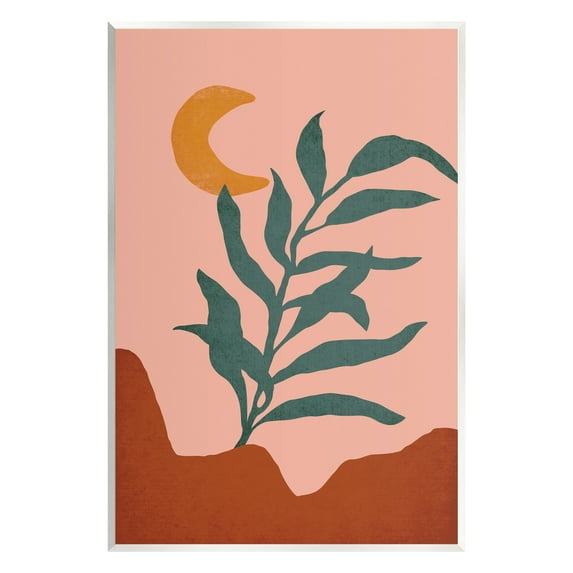 Stupell Industries Blooming Plant Leaf Pleasant Desert Crescent Moon Graphic Art Unframed Art Print Wall Art, Design by JJ Design House LLC