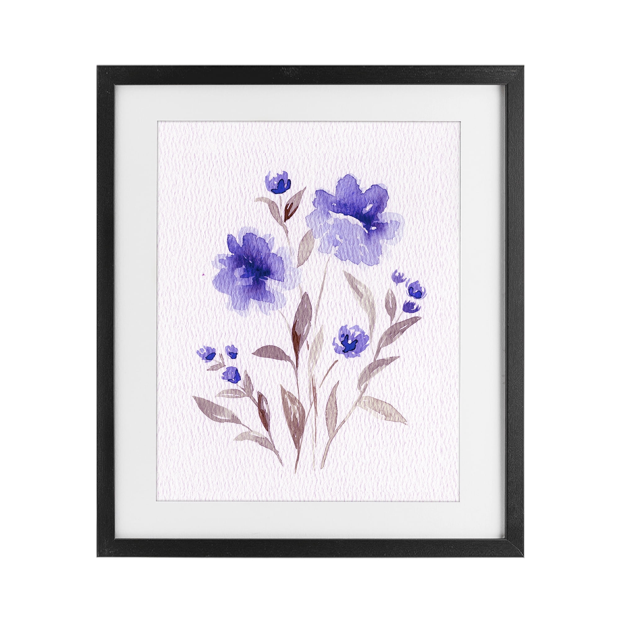 Stupell Industries Blooming Purple Flowers Black Framed Print Under Glass, design by Leah Noel Art