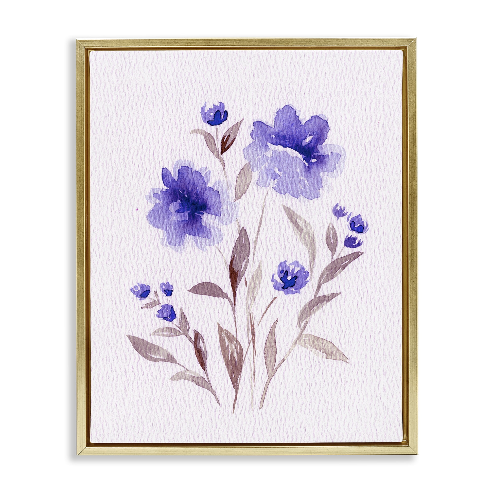 Stupell Industries Blooming Purple Flowers Gold Framed Floater Canvas Wall Art, design by Leah Noel Art