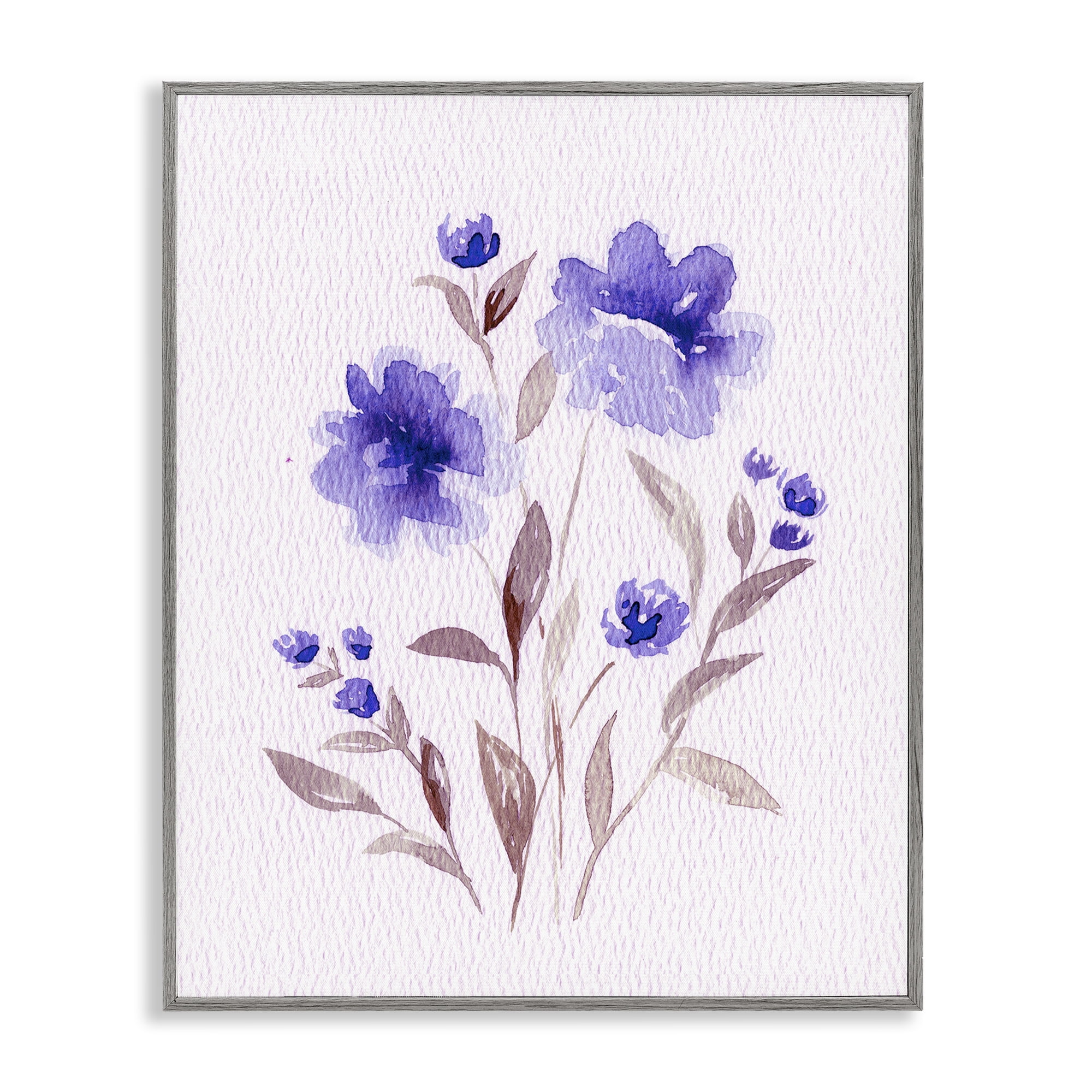 Stupell Industries Blooming Purple Flowers Gray Framed Giclee Art, design by Leah Noel Art