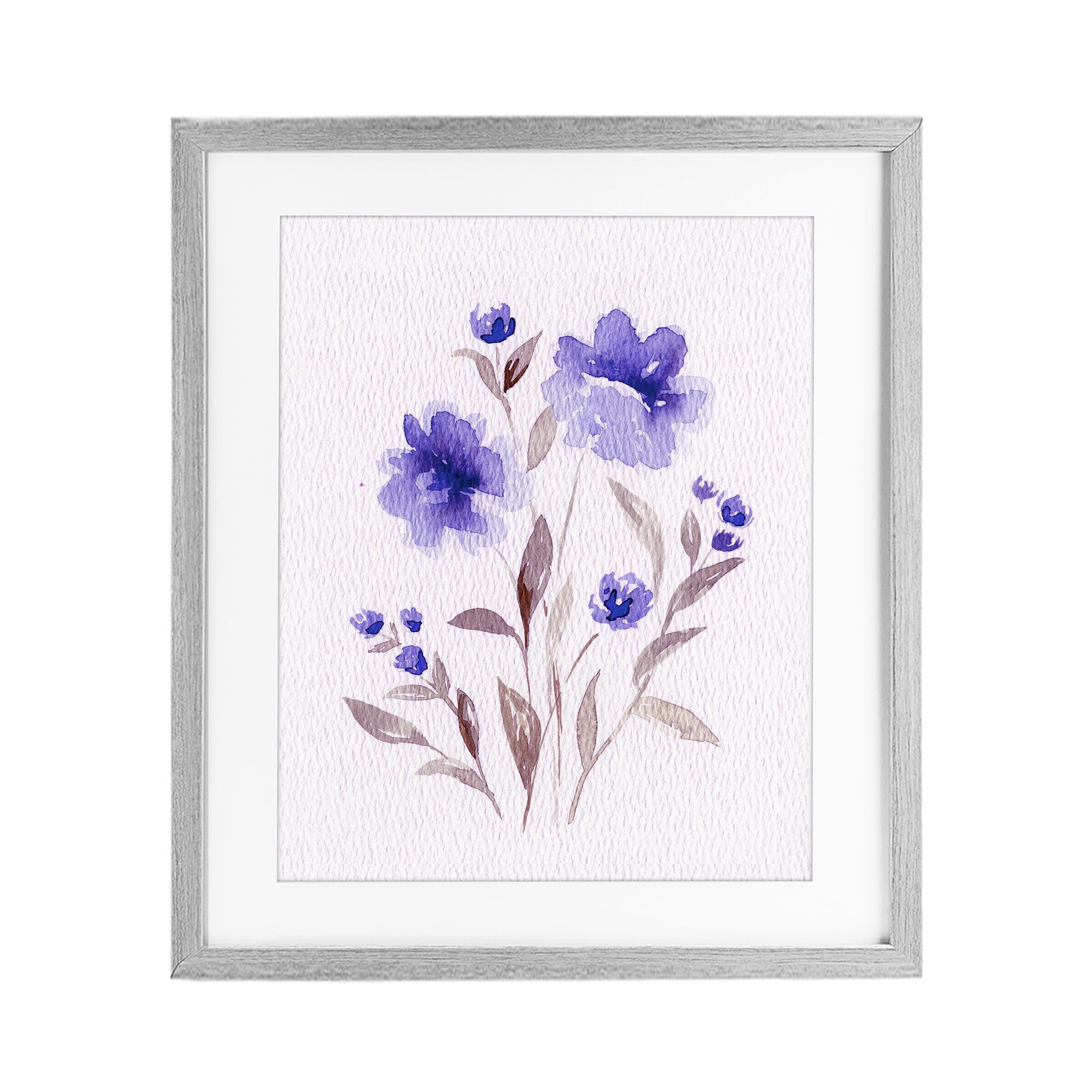 Stupell Industries Blooming Purple Flowers Gray Framed Print Under Glass, design by Leah Noel Art