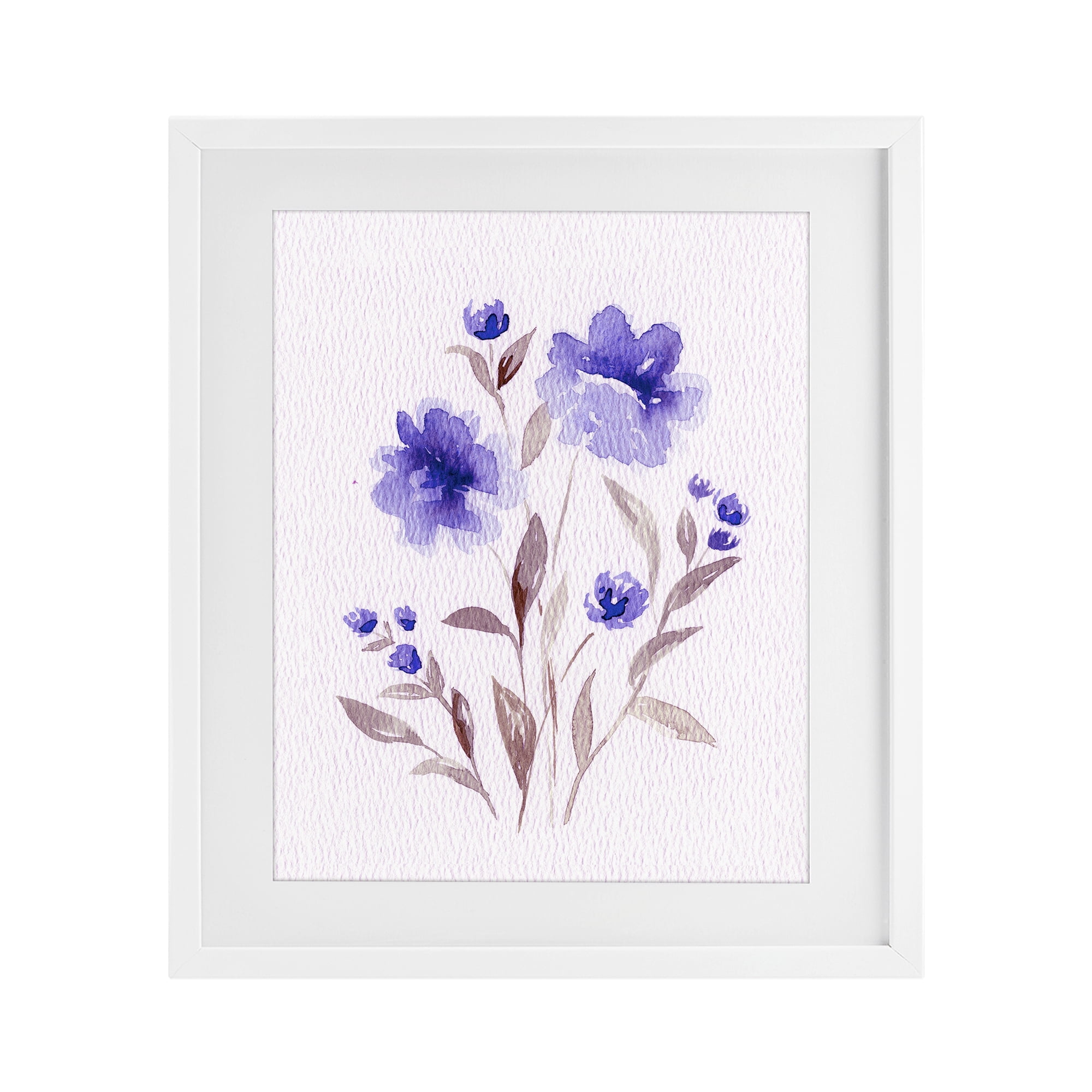 Stupell Industries Blooming Purple Flowers White Framed Print Under Glass, design by Leah Noel Art