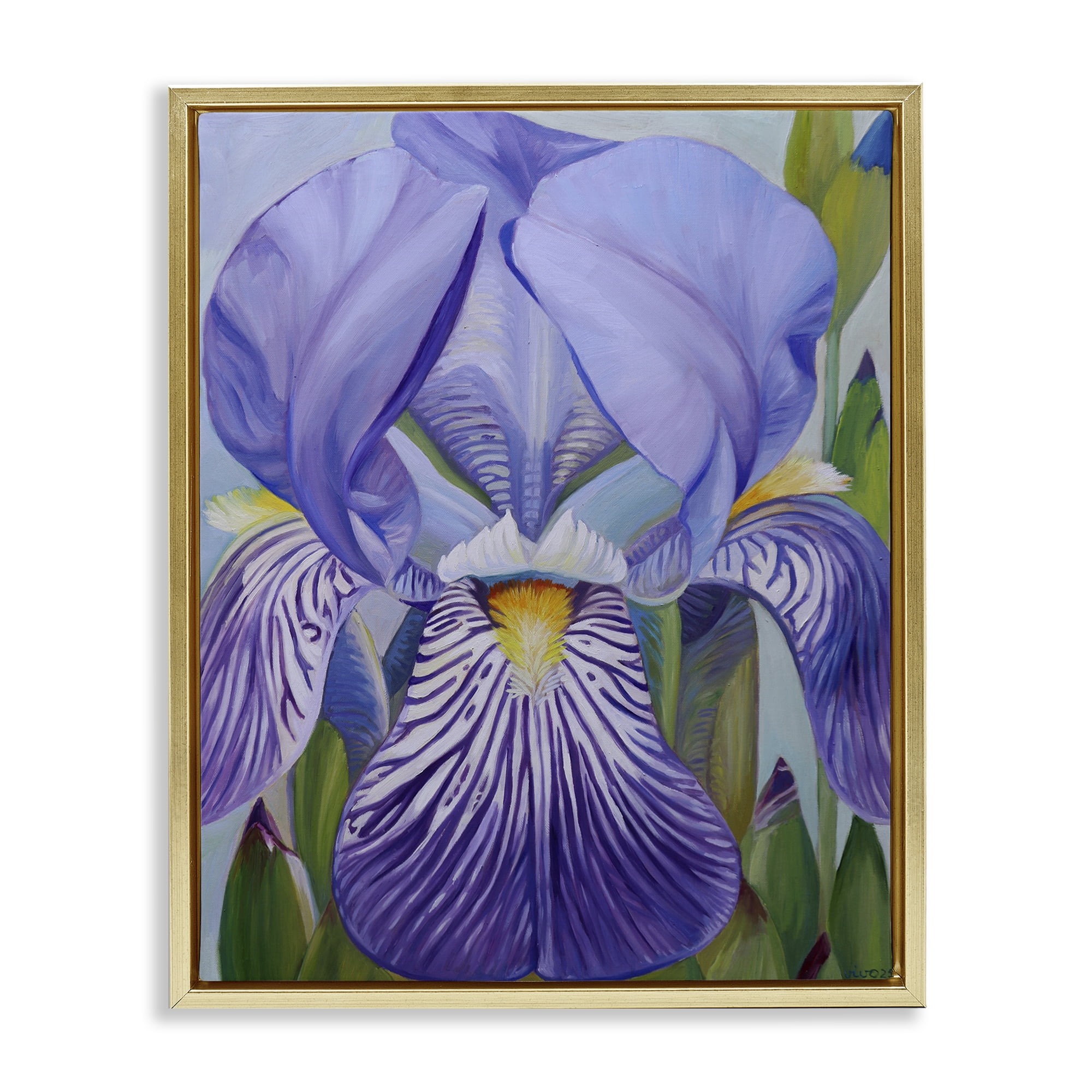 Stupell Industries Blooming Purple Iris Petals Gold Framed Floater Canvas Wall Art, design by Violeta Vollmer