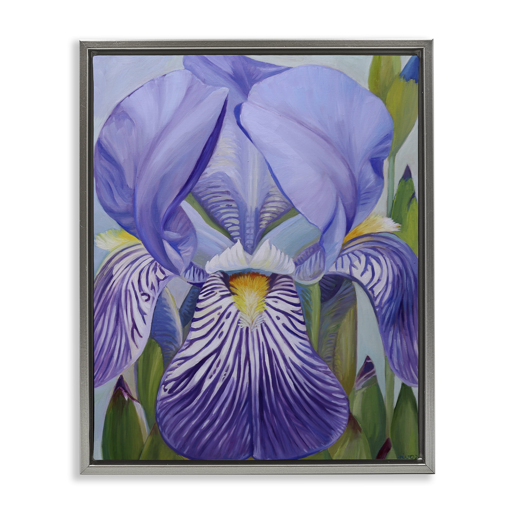 Stupell Industries Blooming Purple Iris Petals Gray Framed Floater Canvas Wall Art, design by Violeta Vollmer