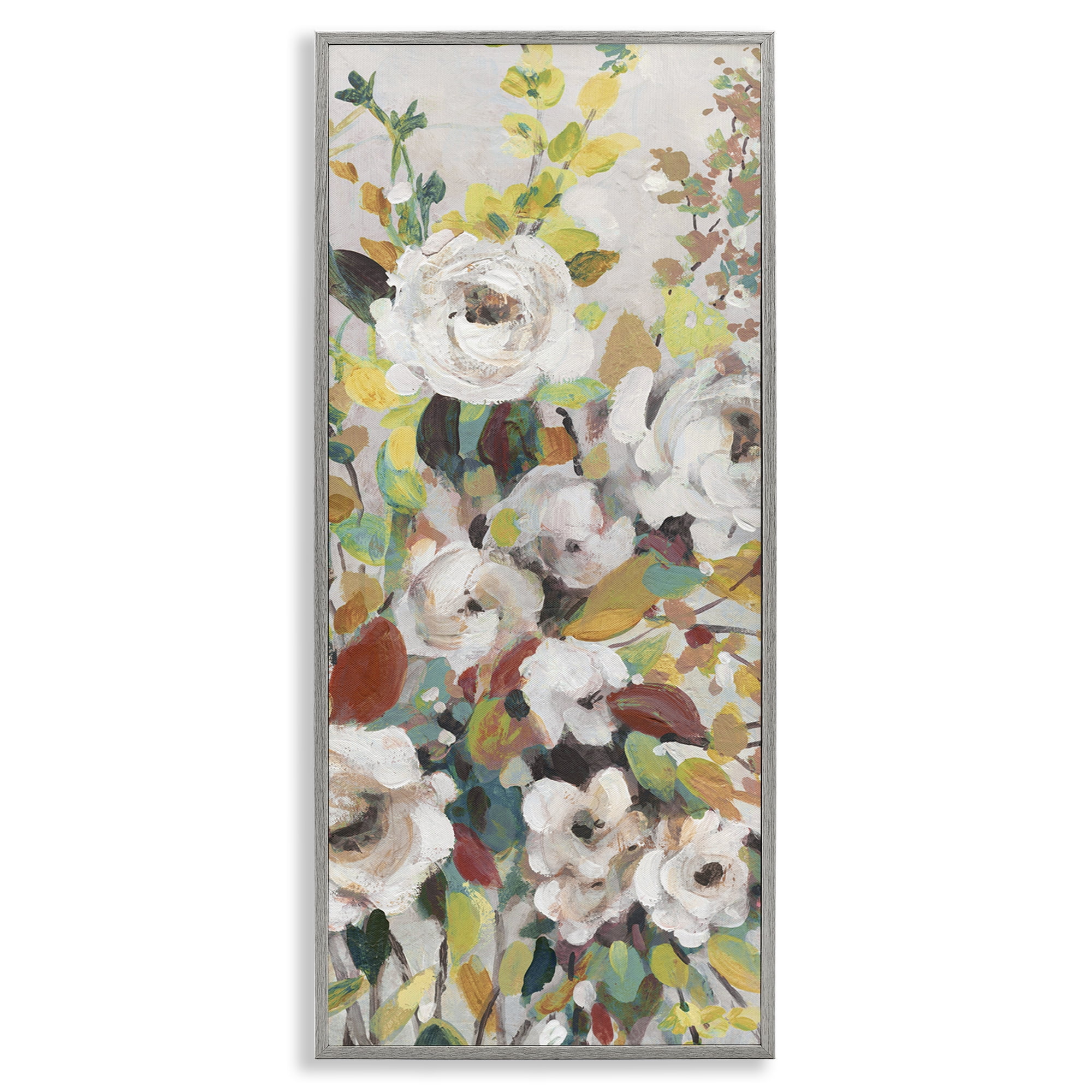Stupell Industries Blooming Roses Array Plants & Flowers Painting Gray Framed Art Print Wall Art, 13 x 30