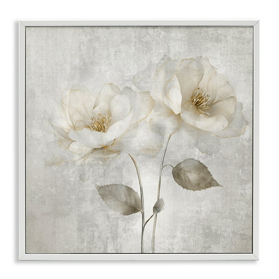 Stupell Industries Blooming Roses Bunch Floral Painting White Framed Art Print Wall Art, 17 x 17