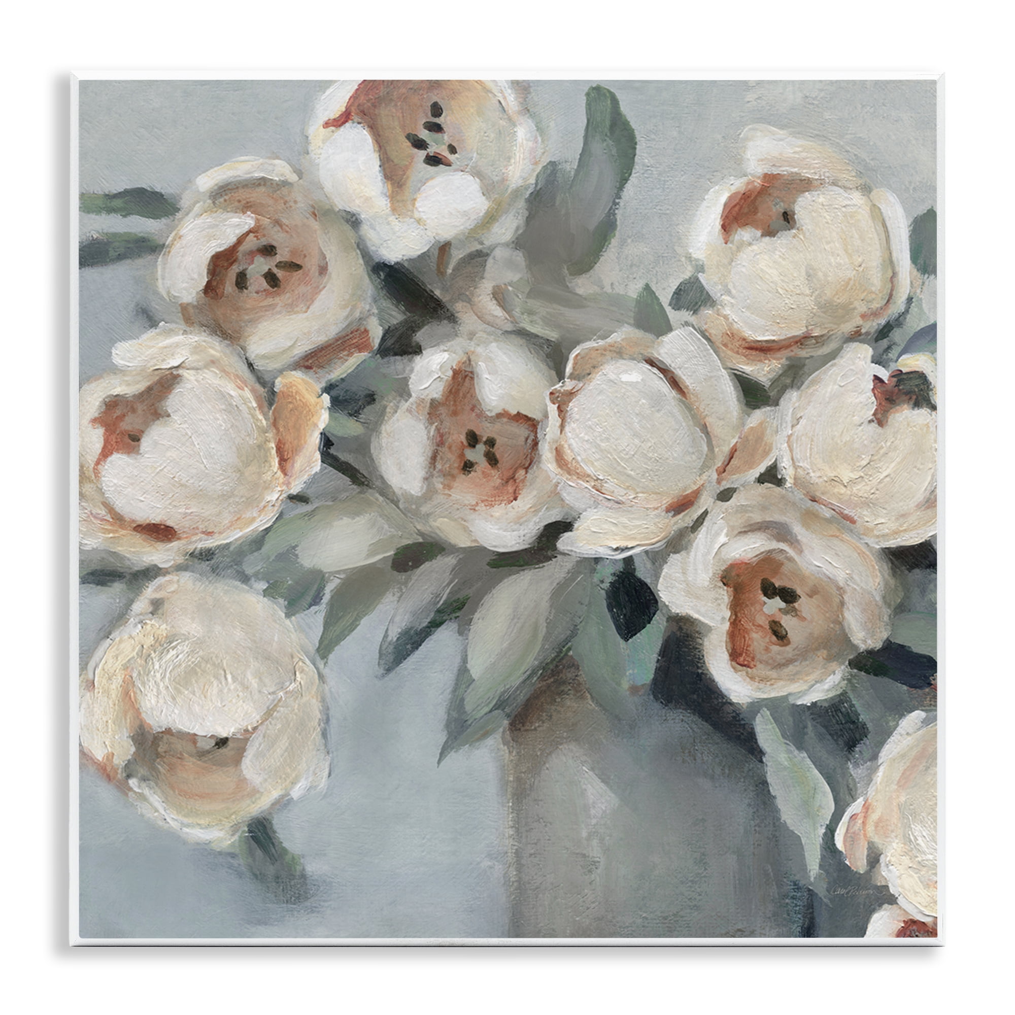 Stupell Industries Blooming Round Peonies Plants & Flowers Painting Unframed Art Print Wall Art, 12 x 12