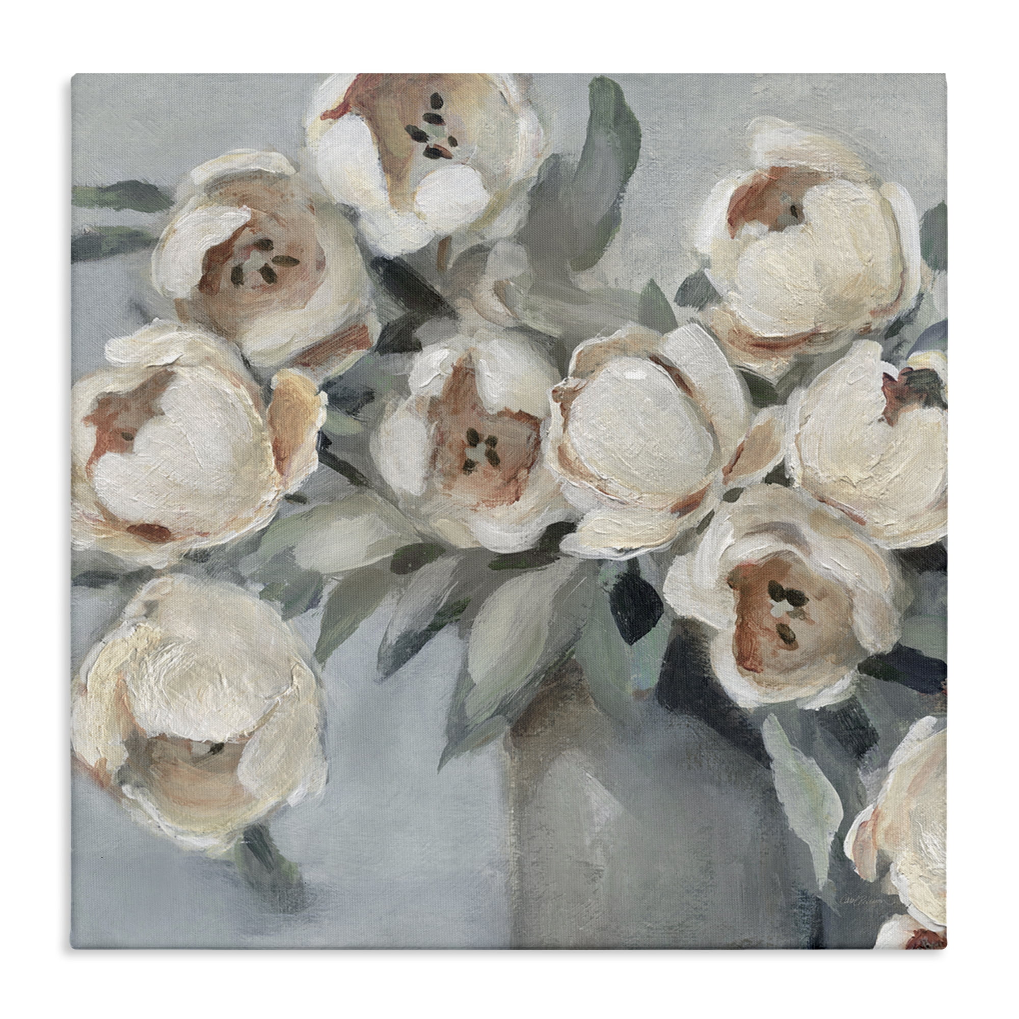 Stupell Industries Blooming Round Peonies Plants & Flowers Painting Wrapped Canvas Art Print Wall Art, 30 x 30
