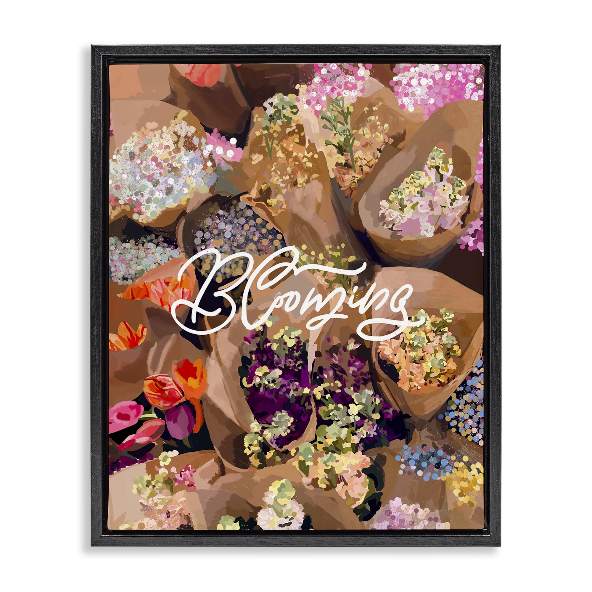 Stupell Industries Blooming Spring Bouquets Black Framed Floater Canvas Wall Art, design by Amelia Noyes