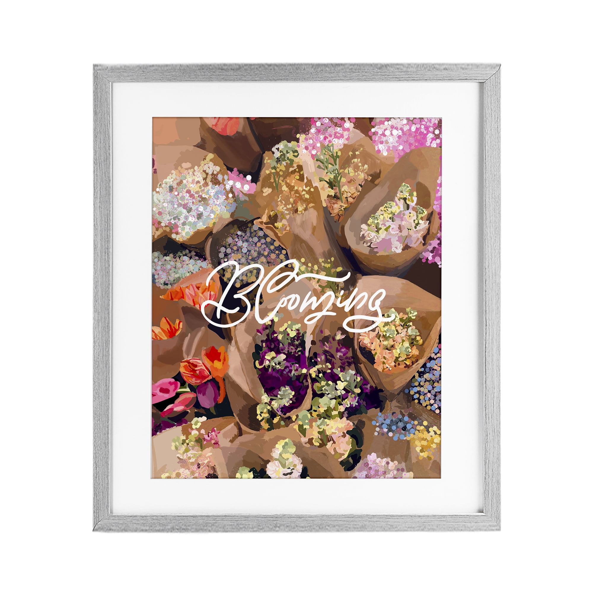 Stupell Industries Blooming Spring Bouquets Gray Framed Print Under Glass, design by Amelia Noyes