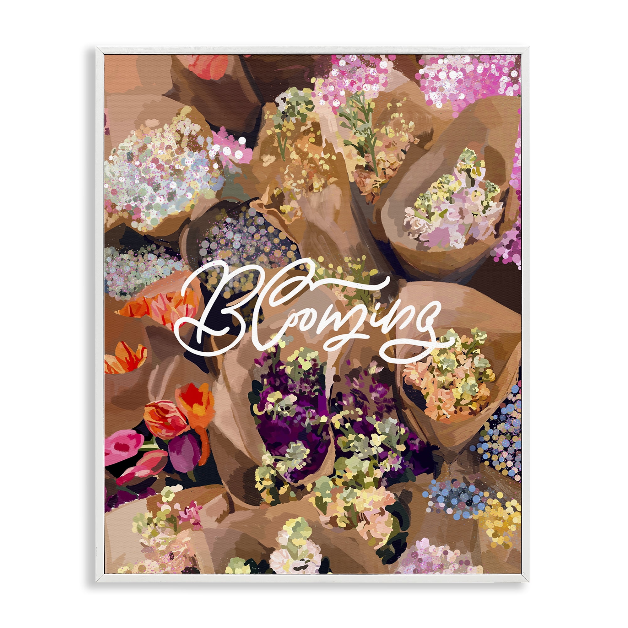 Stupell Industries Blooming Spring Bouquets White Framed Giclee Art, design by Amelia Noyes