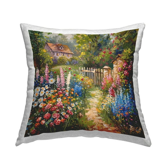 Stupell Industries Blooming Spring Cottage Design by LSR Design Studio Outdoor Printed Pillow