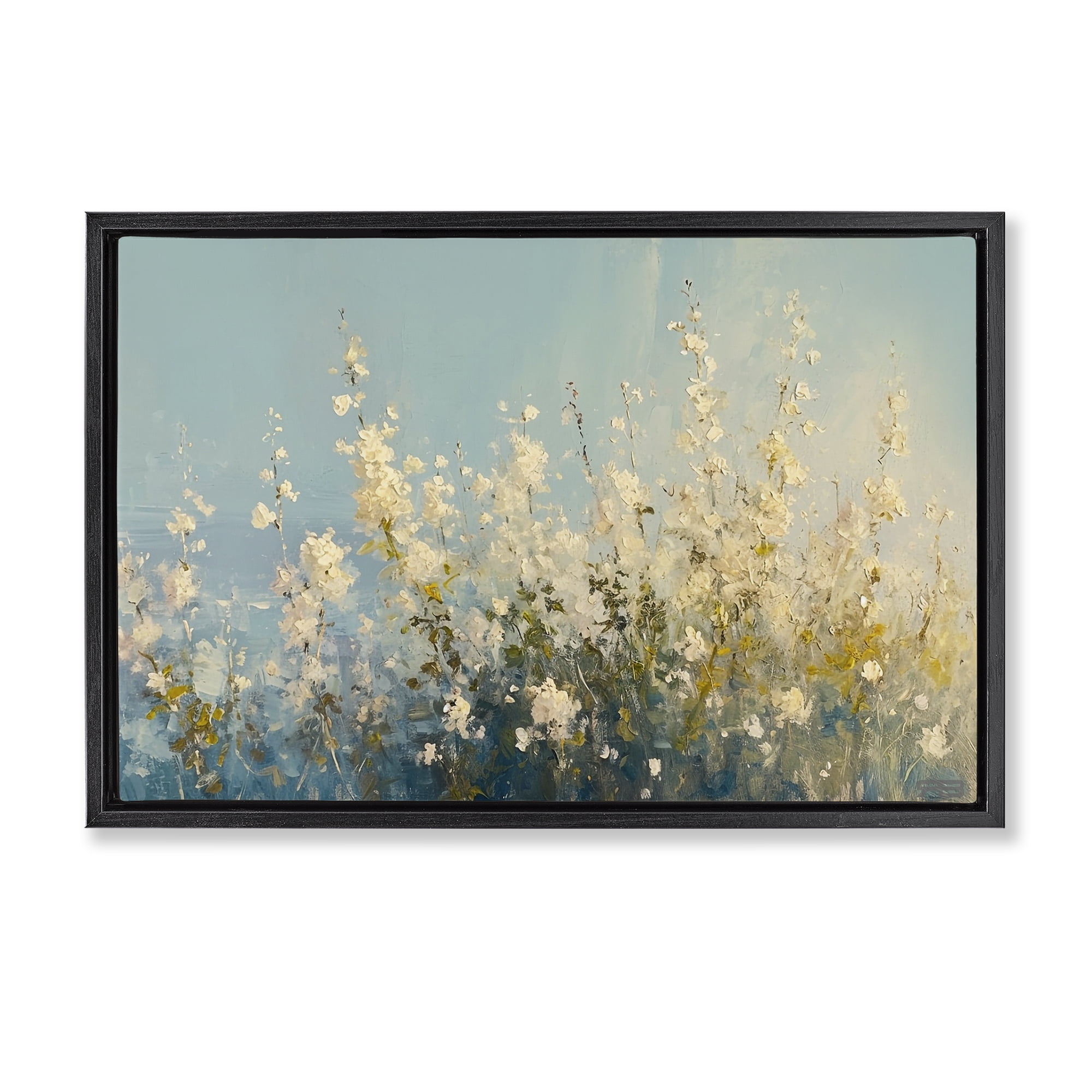Stupell Industries Blooming Spring Garden Abstract Painting Black Floater Framed Canvas Art Print Wall Art, 31 x 21