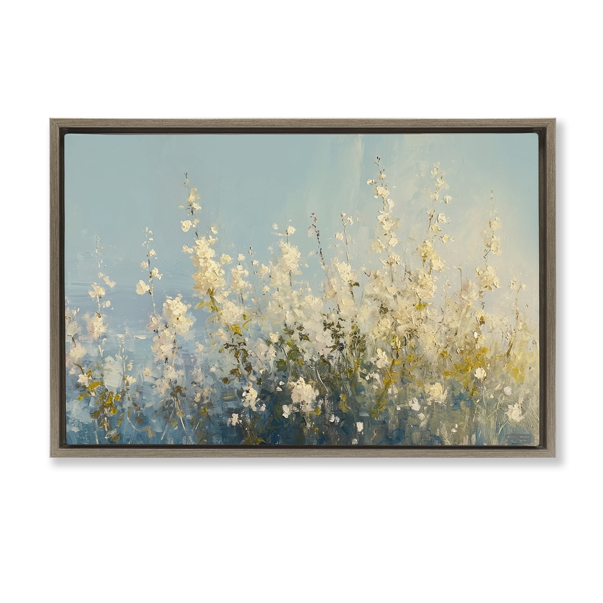 Stupell Industries Blooming Spring Garden Abstract Painting Brown Floater Framed Canvas Art Print Wall Art, 31 x 21