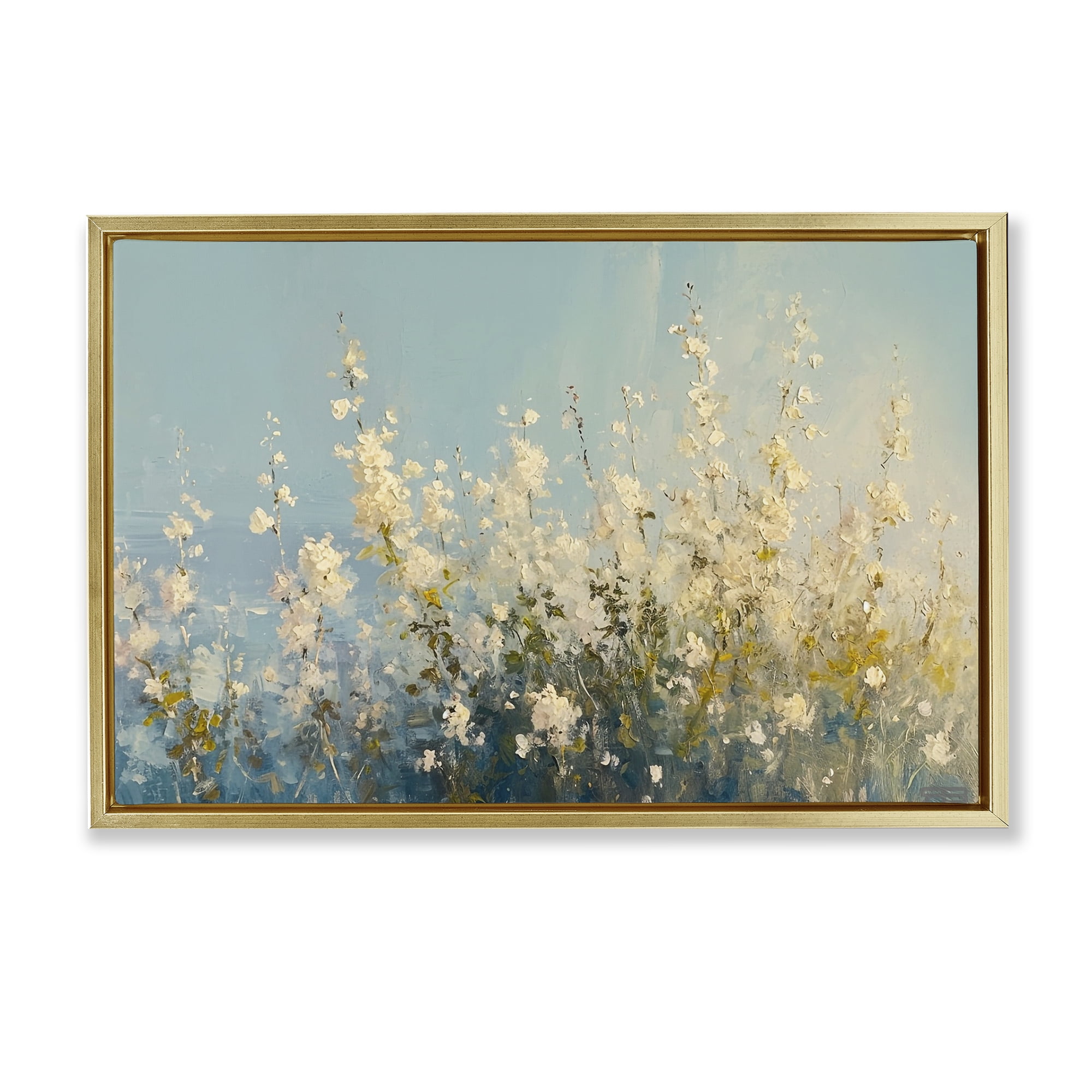 Stupell Industries Blooming Spring Garden Abstract Painting Gold Floater Framed Canvas Art Print Wall Art, 25 x 17