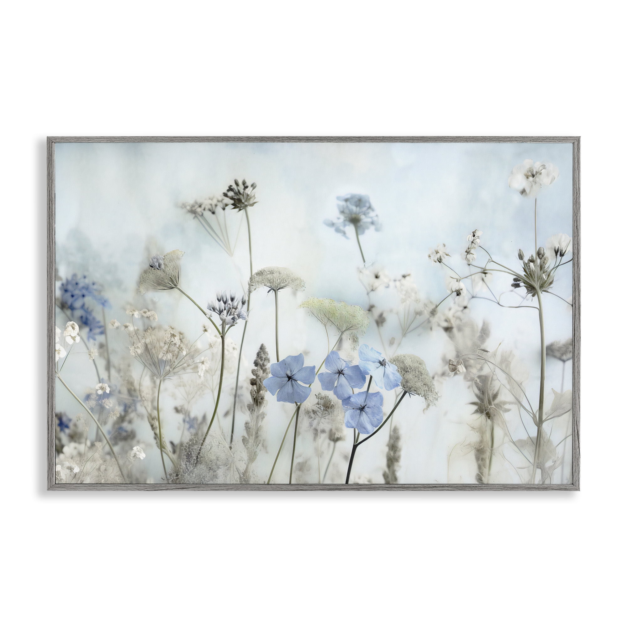 Stupell Industries Blooming Subtle Wildflowers Plants & Flowers Painting Gray Framed Art Print Wall Art, 30 x 20