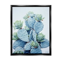 Stupell Industries Blooming Succulents & Cactus Botanical & Floral Painting Black Floater Framed Canvas Art Print Wall Art, 17 x 21