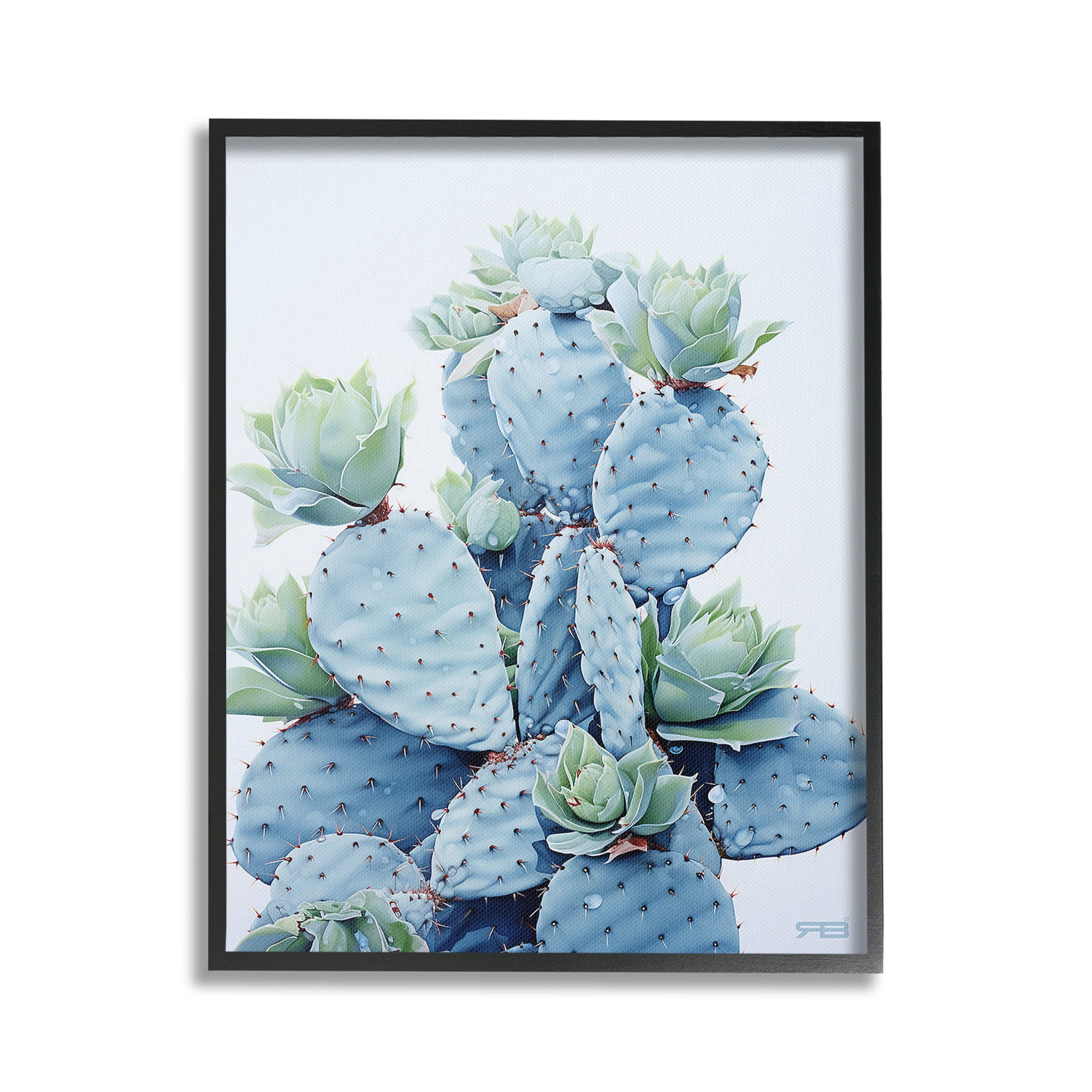 Stupell Industries Blooming Succulents & Cactus Botanical & Floral Painting Black Framed Art Print Wall Art, 24 x 30