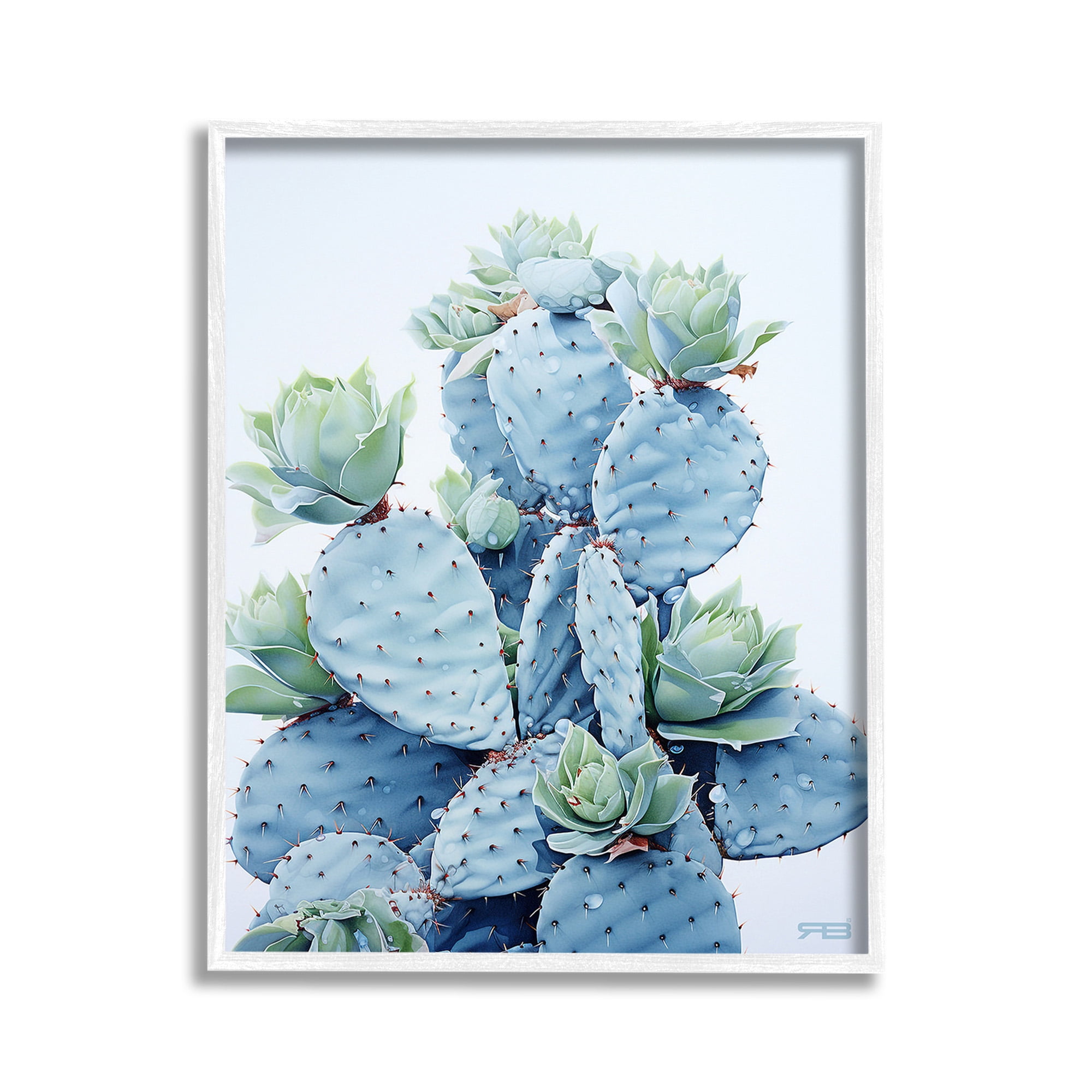 Stupell Industries Blooming Succulents & Cactus Botanical & Floral Painting White Framed Art Print Wall Art, 11 x 14