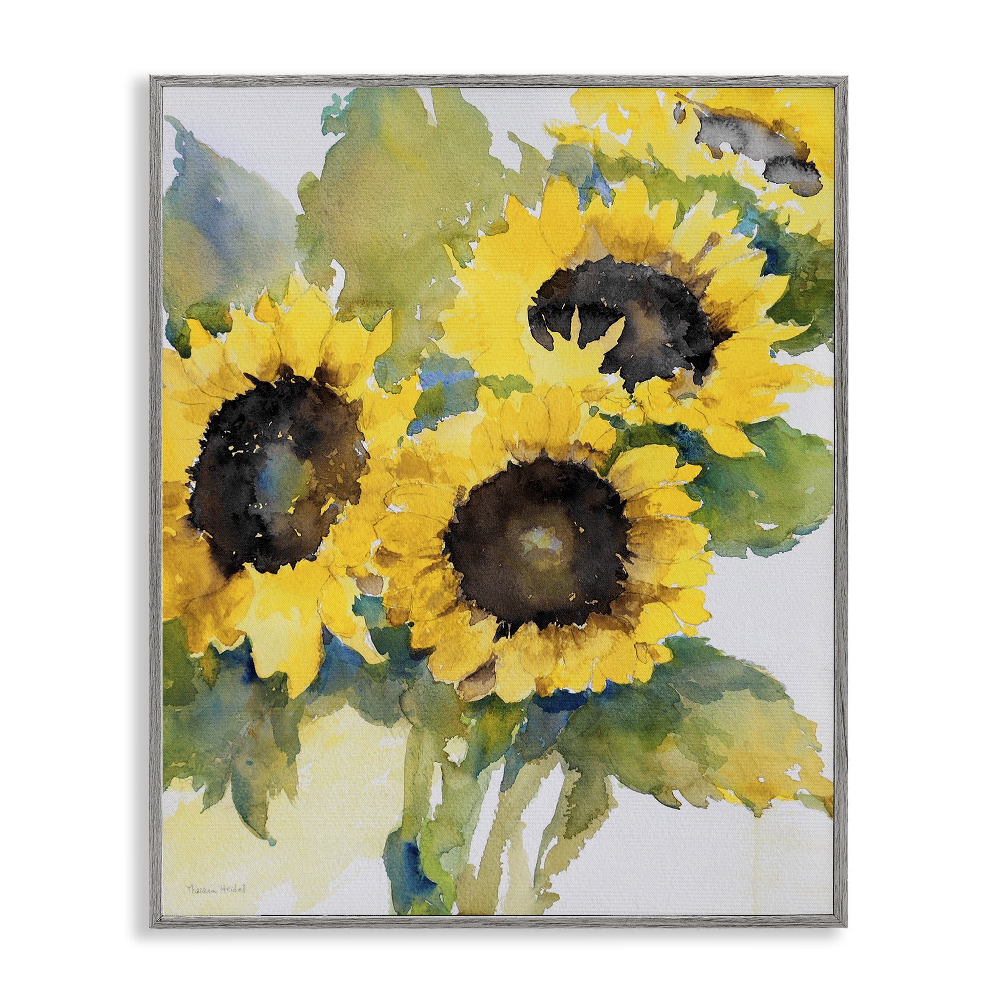 Stupell Industries Blooming Sunflower Bundle Botanical & Floral Painting Gray Framed Art Print Wall Art, 11 x 14