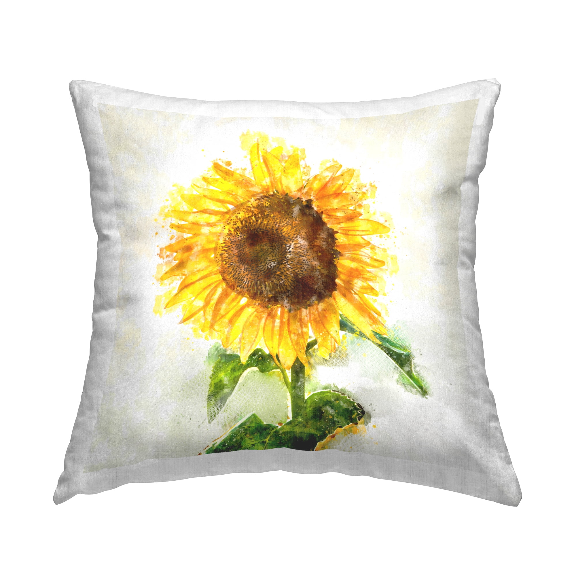 Stupell Industries Blooming Sunflower Farmhouse Garden Square Decorative Printed Throw Pillow, 18 x 18,