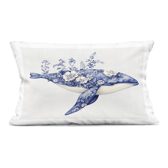 Stupell Industries Blooming Toile Whale Decorative Printed Throw Pillow, design by Lettered and Lined