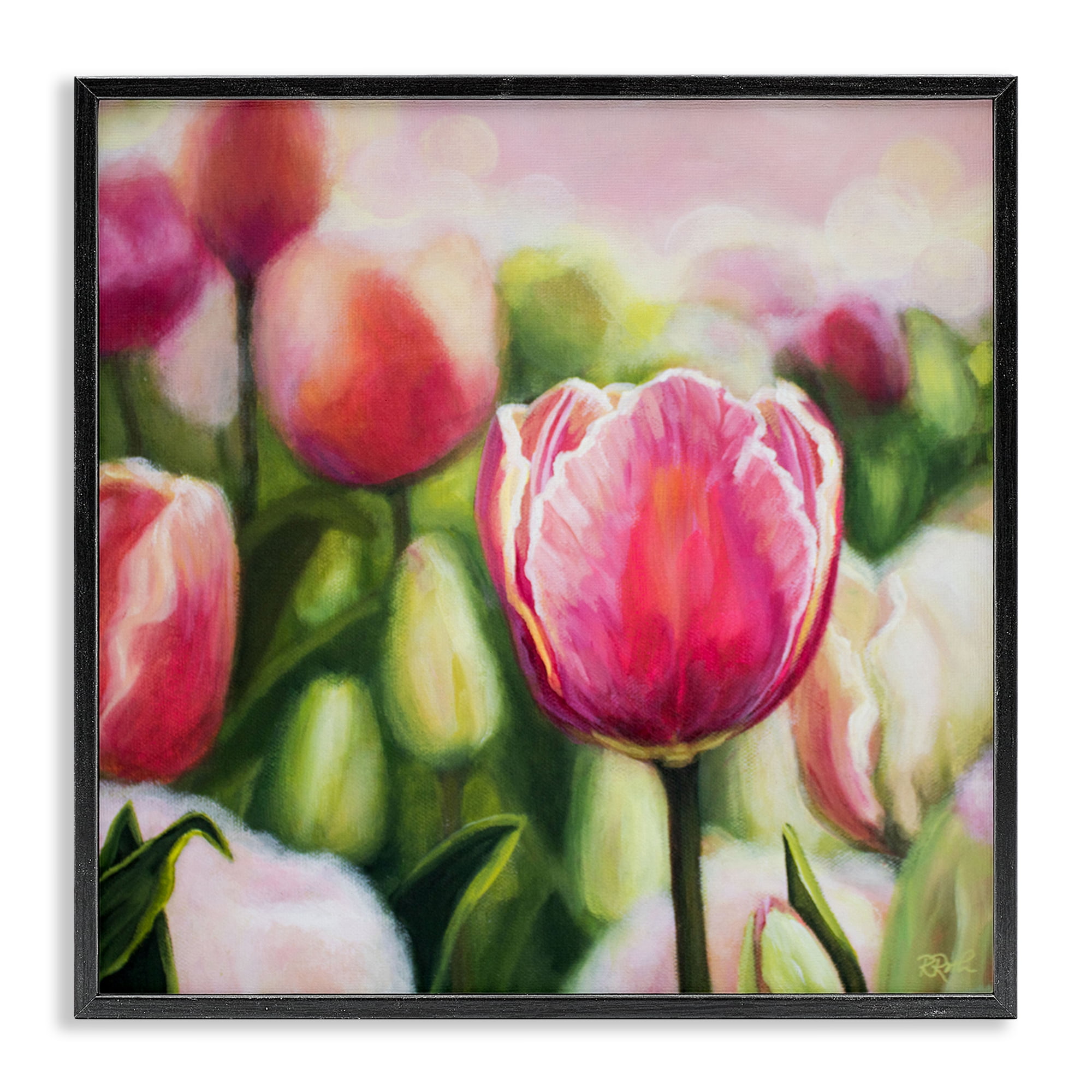 Stupell Industries Blooming Tulips Garden Plants & Flowers Painting Black Framed Art Print Wall Art, 12 x 12