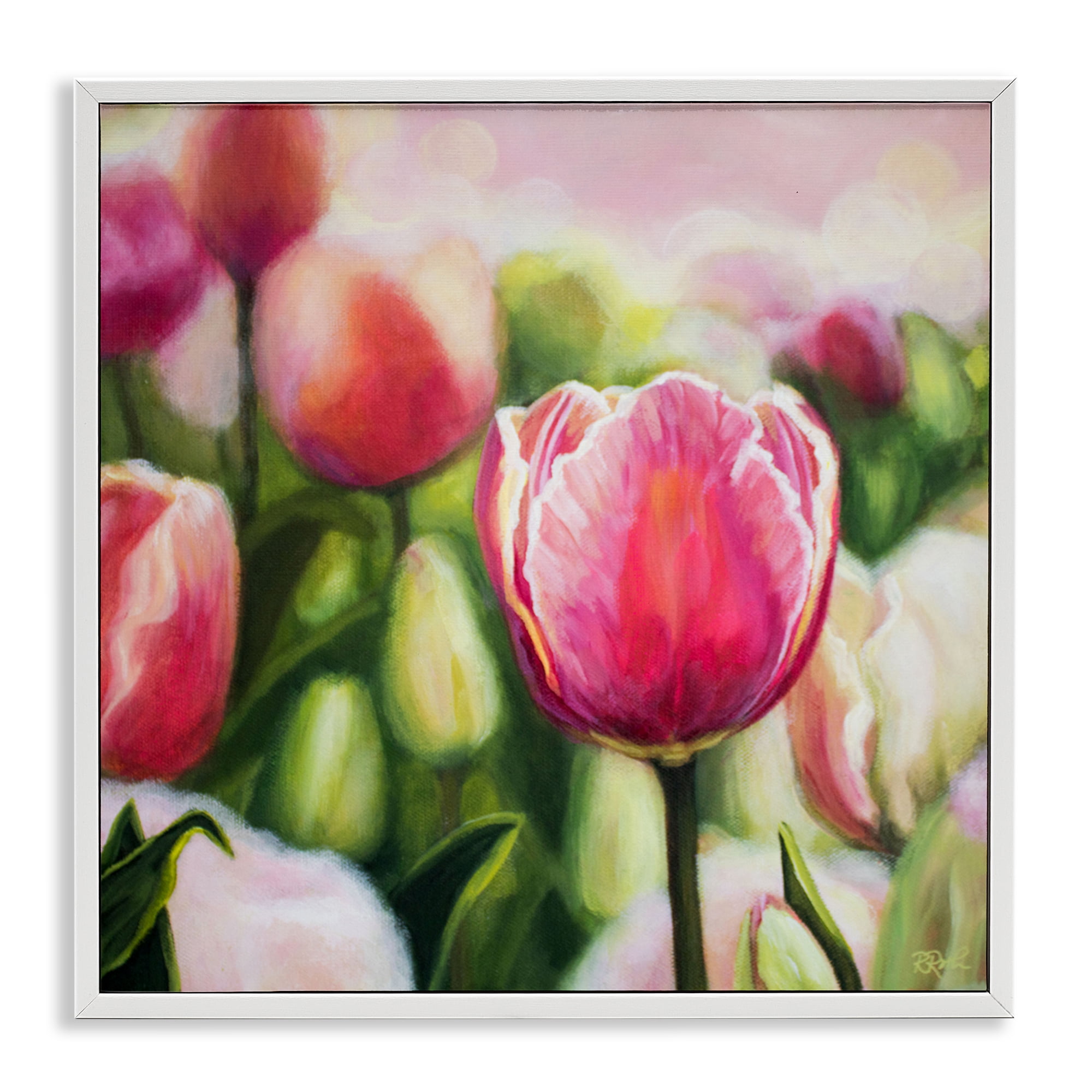 Stupell Industries Blooming Tulips Garden Plants & Flowers Painting White Framed Art Print Wall Art, 12 x 12