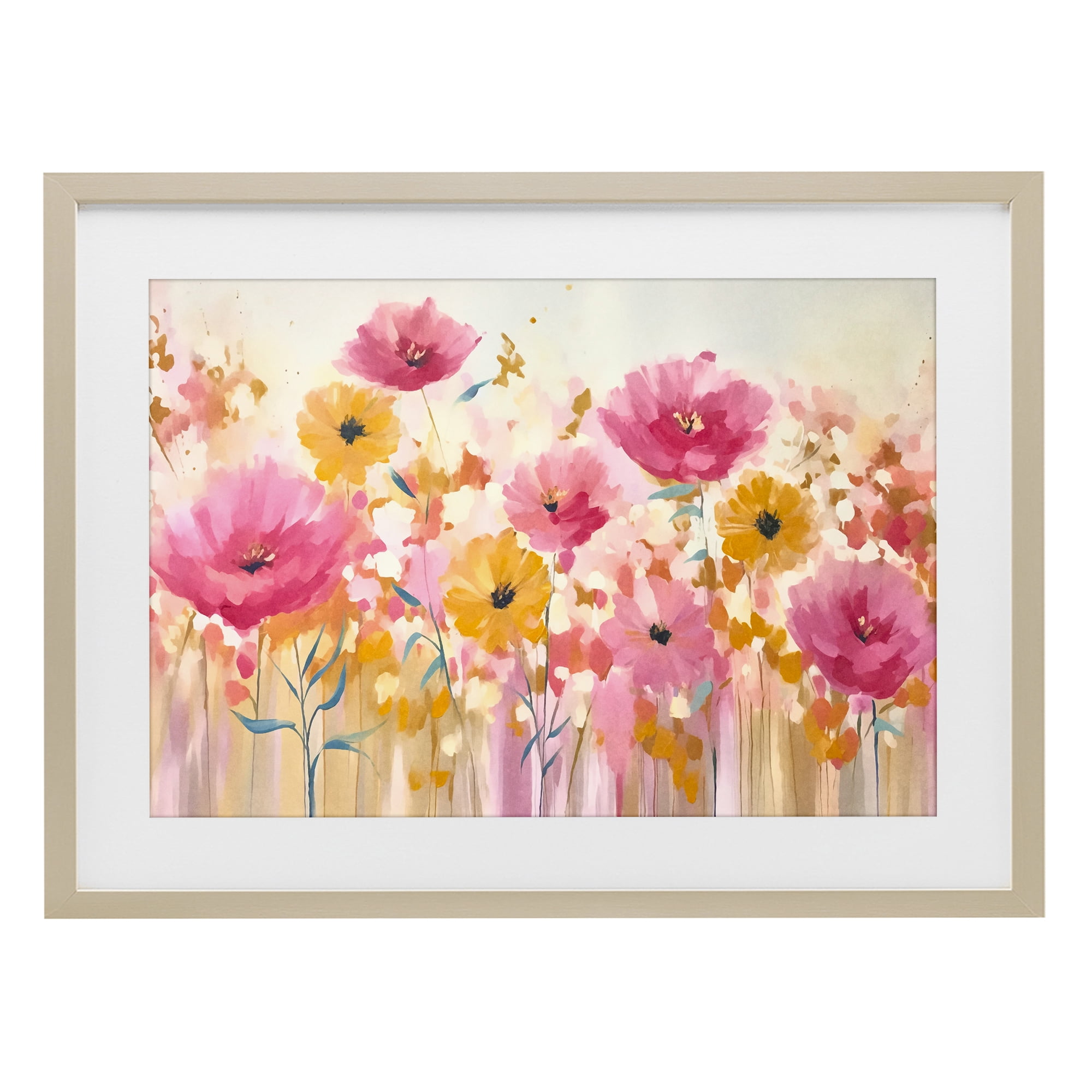 Stupell Industries Blooming Whimsy Pink & Yellow Birch Framed Print Under Glass, design by Andrea Haase