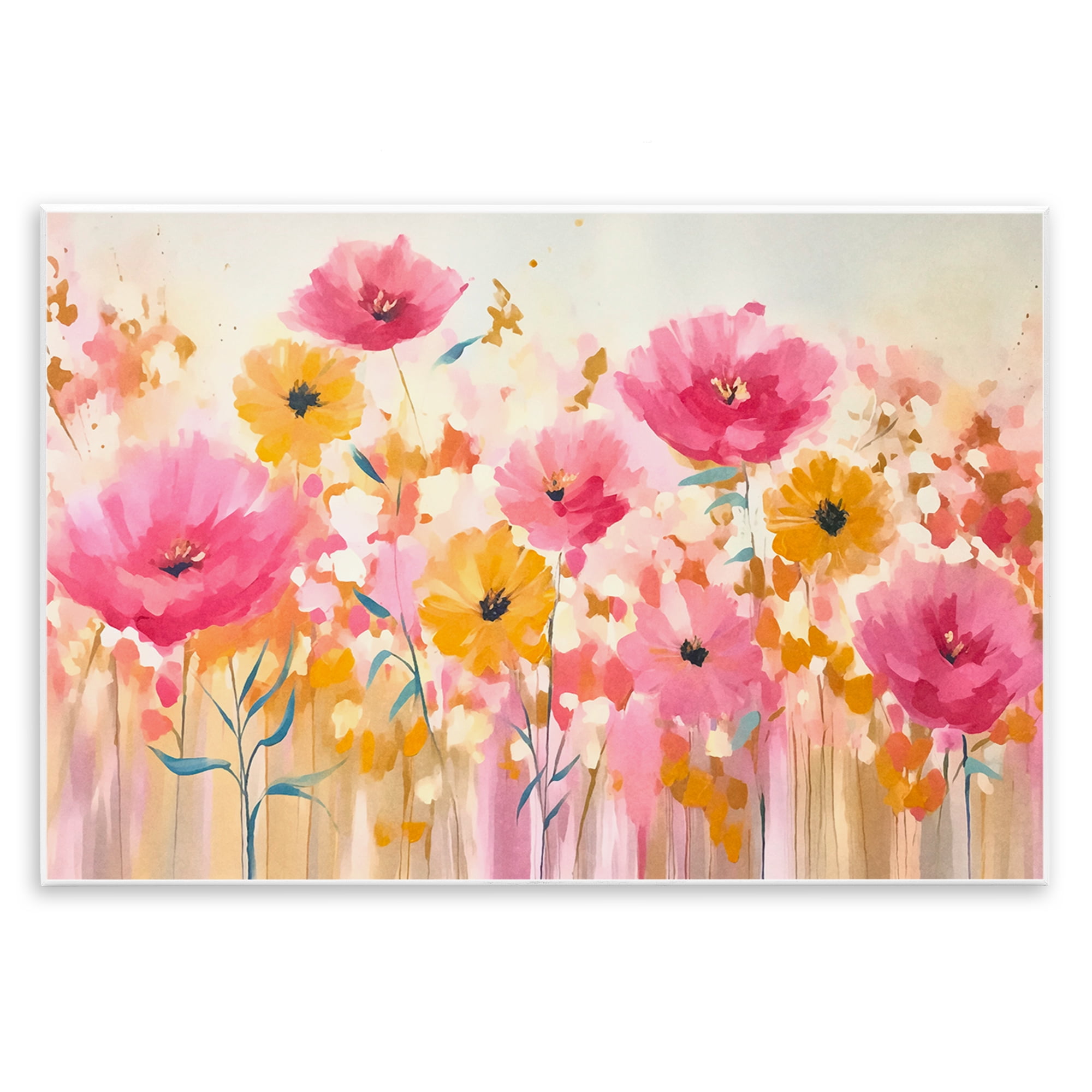 Stupell Industries Blooming Whimsy Pink & Yellow Wall Plaque Art, design by Andrea Haase