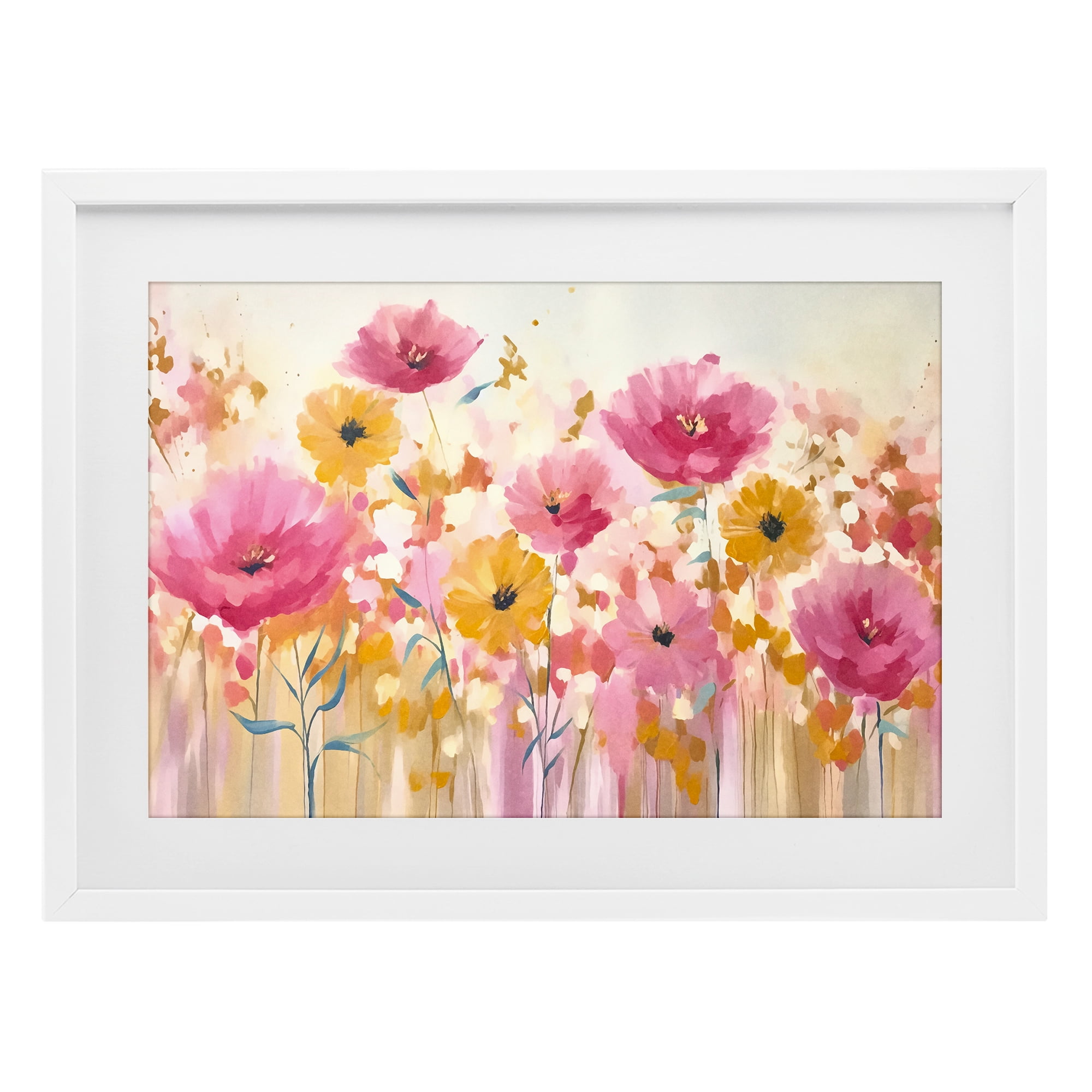 Stupell Industries Blooming Whimsy Pink & Yellow White Framed Print Under Glass, design by Andrea Haase