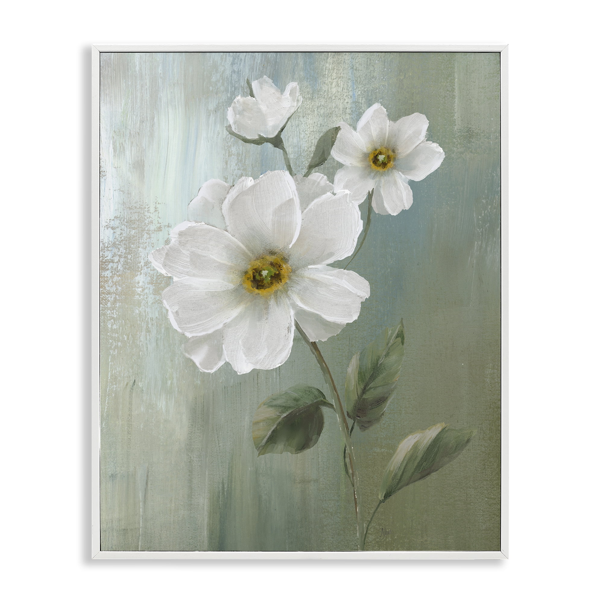 Stupell Industries Blooming White Blossoms Plants & Flowers Painting White Framed Art Print Wall Art, 11 x 14