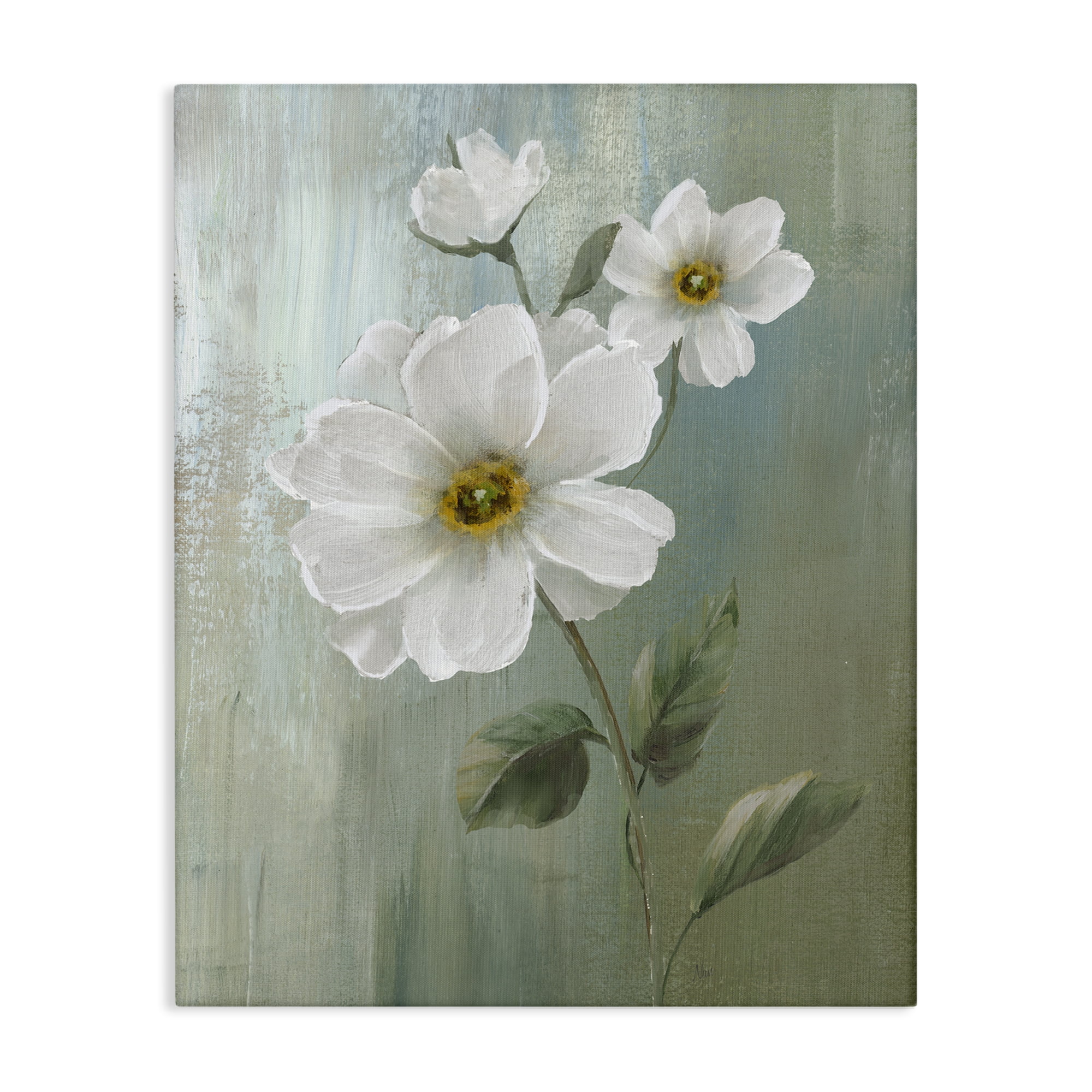Stupell Industries Blooming White Blossoms Plants & Flowers Painting Wrapped Canvas Art Print Wall Art, 24 x 30