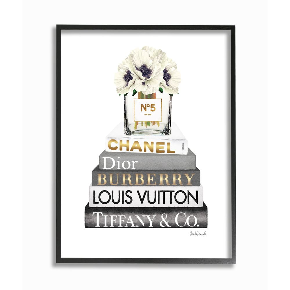 Blooming White Floral Display on Designer Bookstack Canvas Print